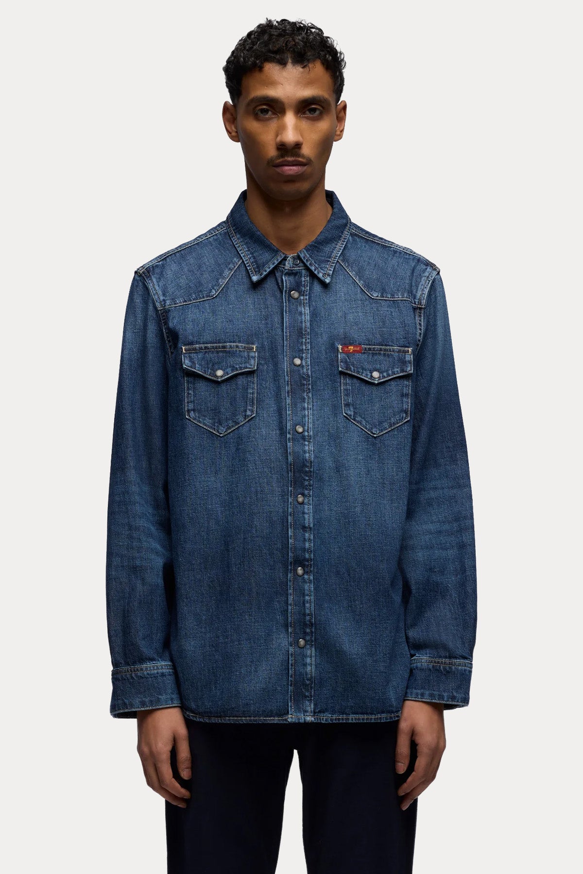 7 For All Mankind Relaxed Fit Yıkamalı Denim Gömlek