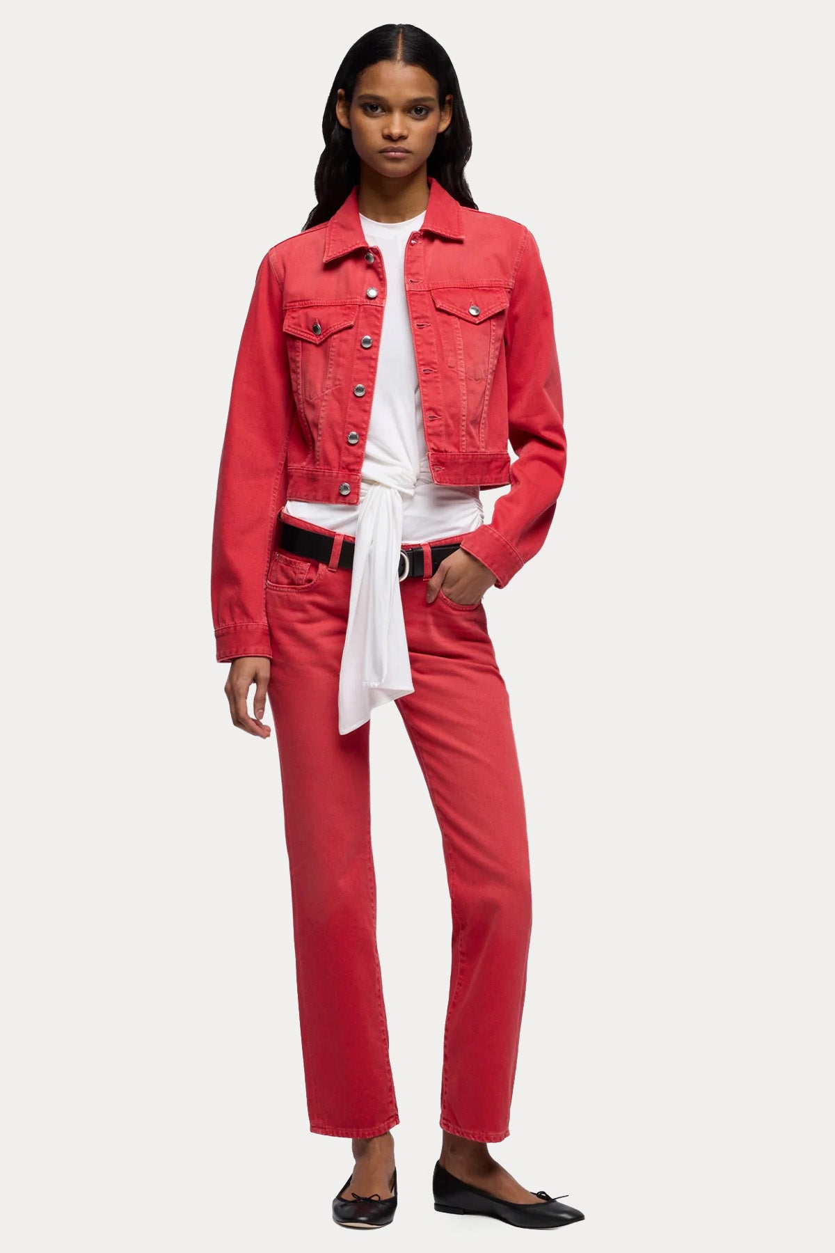 7 For All Mankind Regular Fit Crop Denim Ceket