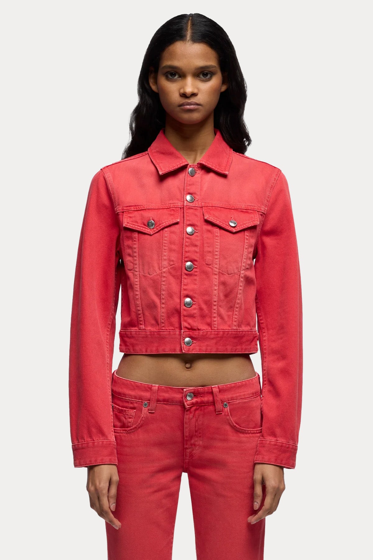 7 For All Mankind Regular Fit Crop Denim Ceket
