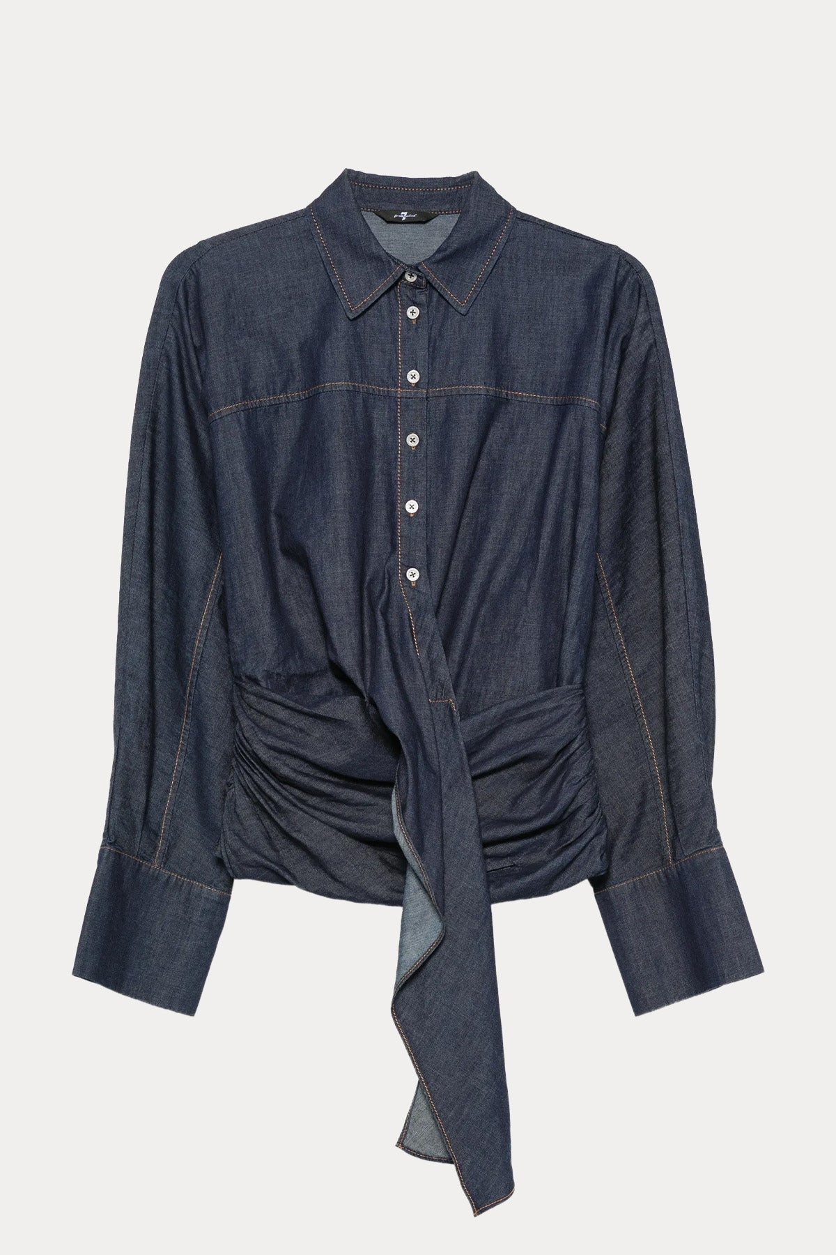 7 For All Mankind Regular Fit Belden Bağlamalı Denim Gömlek