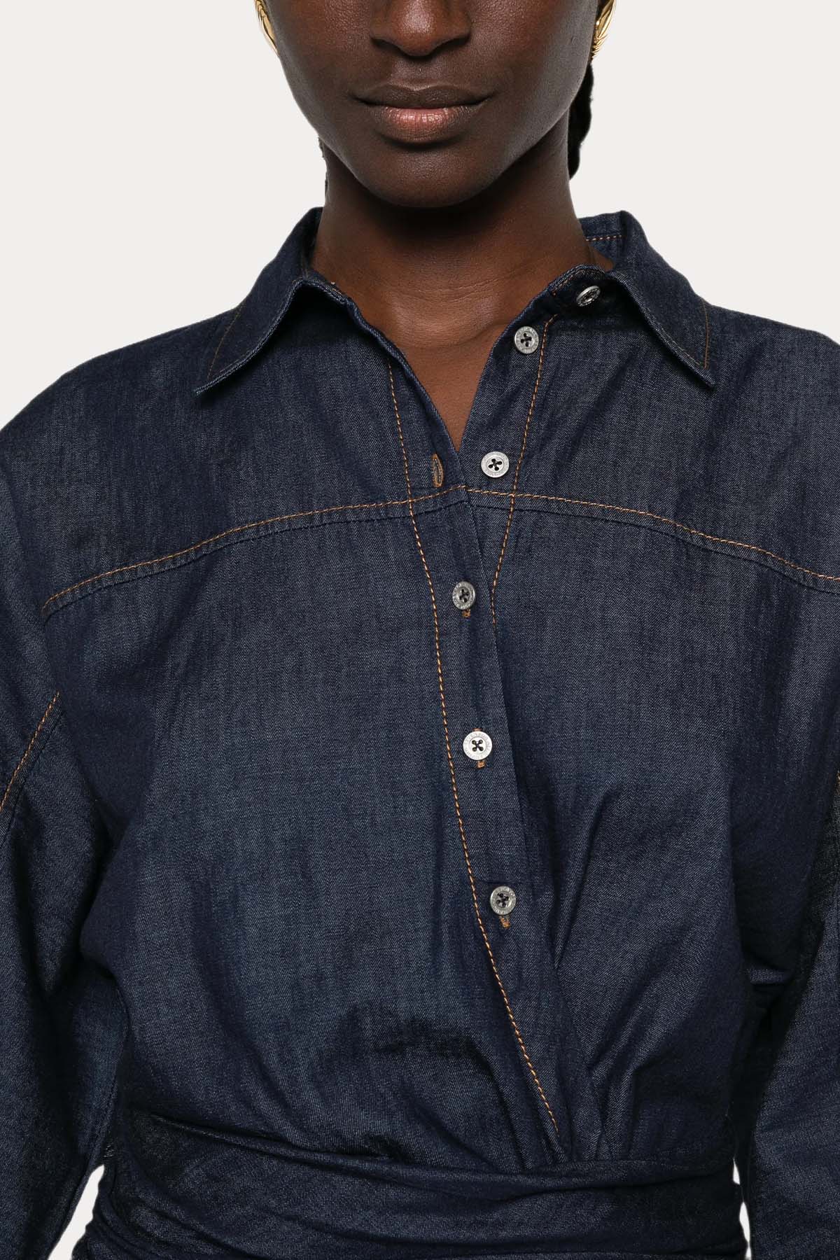 7 For All Mankind Regular Fit Belden Bağlamalı Denim Gömlek