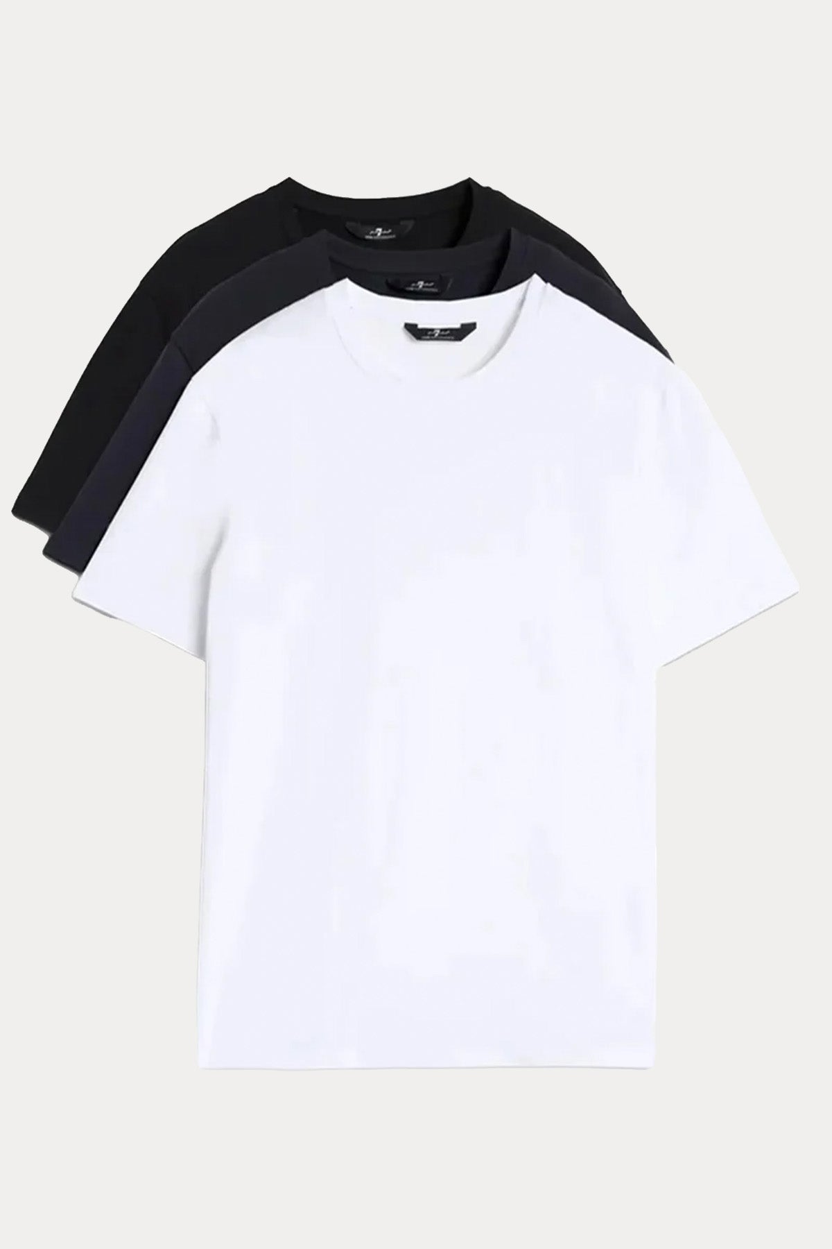 7 For All Mankind Regular Fit 3'lü Paket Streç T-shirt Set