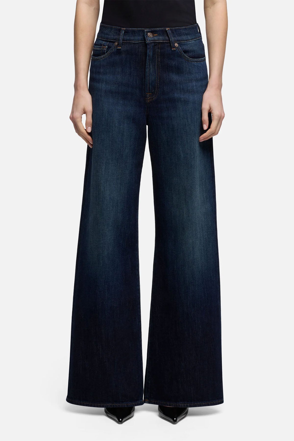 7 For All Mankind Tailorless Wide Leg Yüksek Bel Yıkamalı Jeans