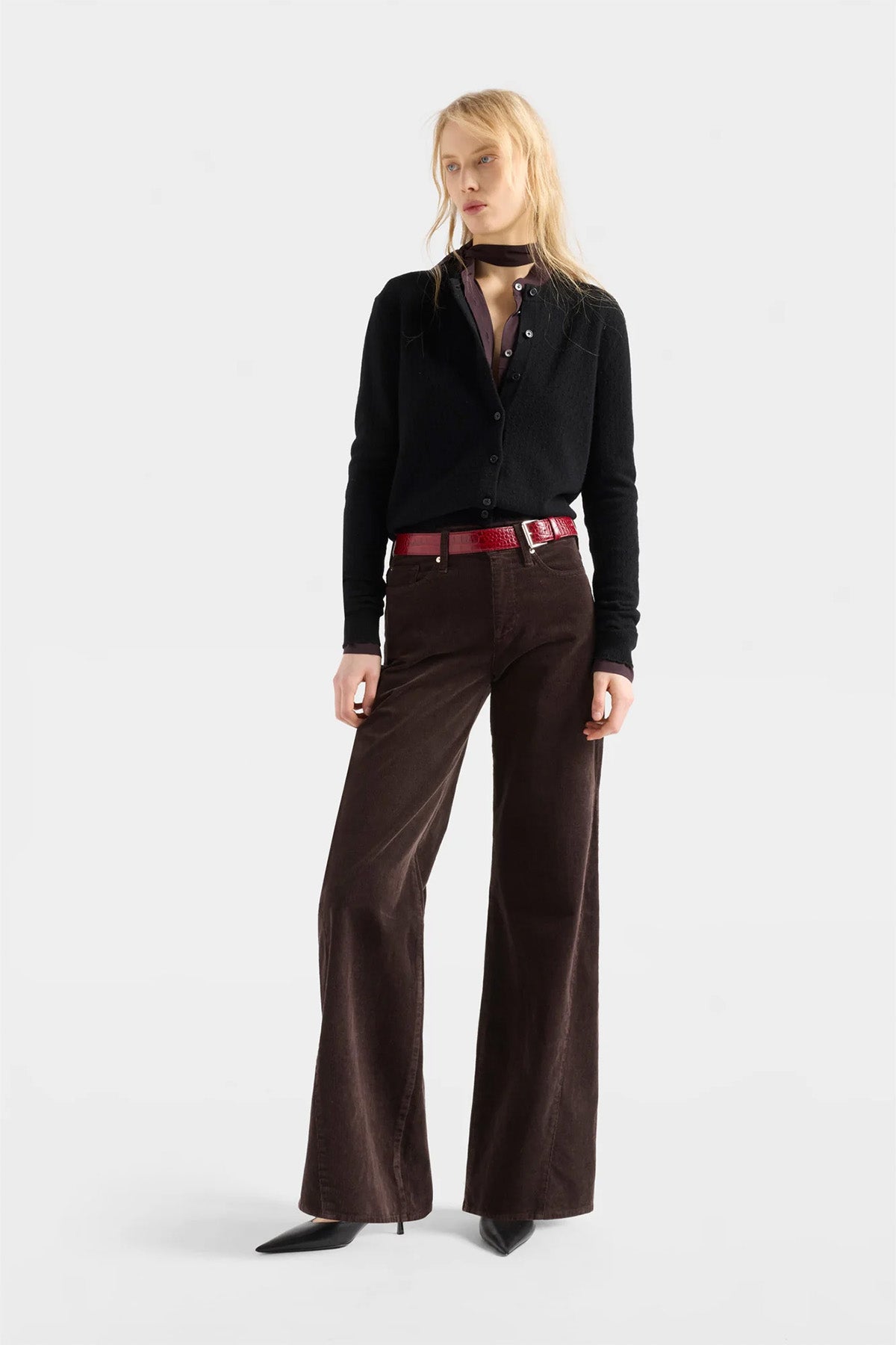 7 For All Mankind Lotta Wide Leg Fitilli Kadife Pantolon