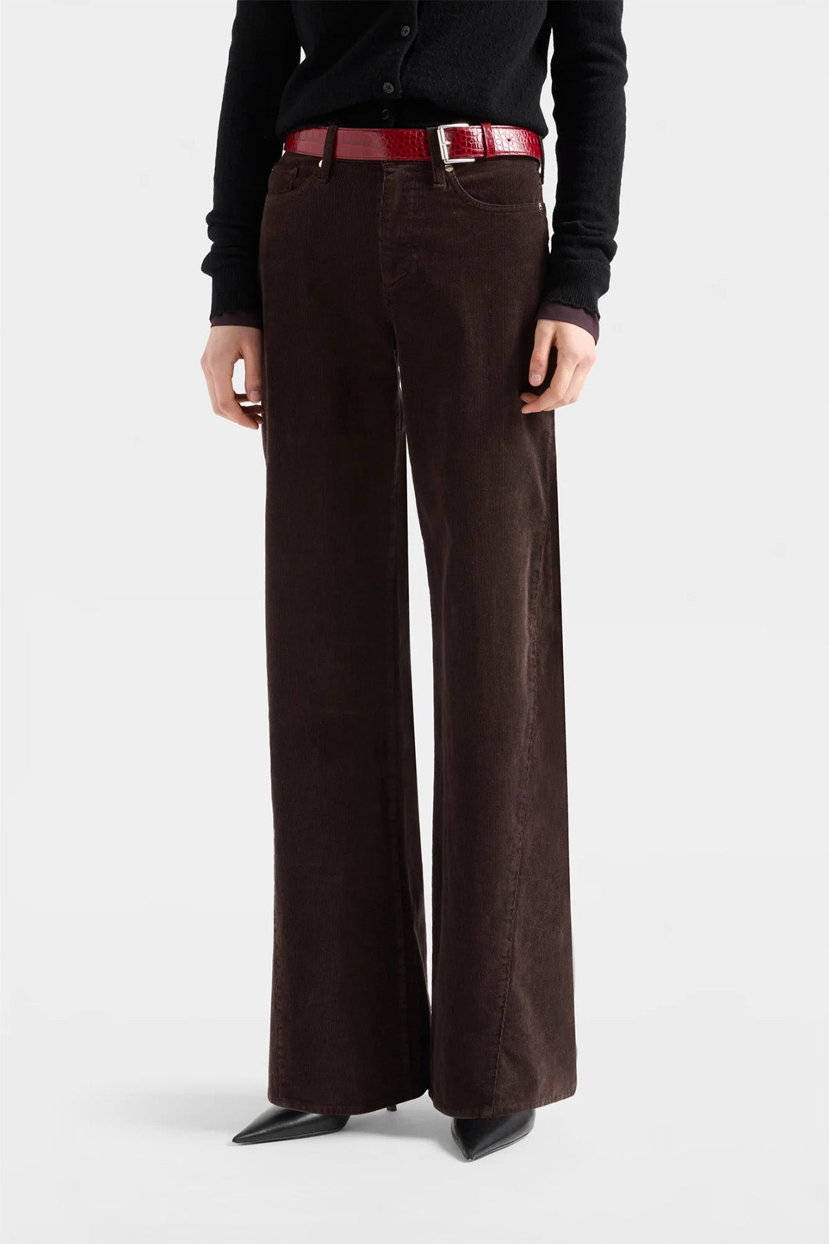 7 For All Mankind Lotta Wide Leg Fitilli Kadife Pantolon