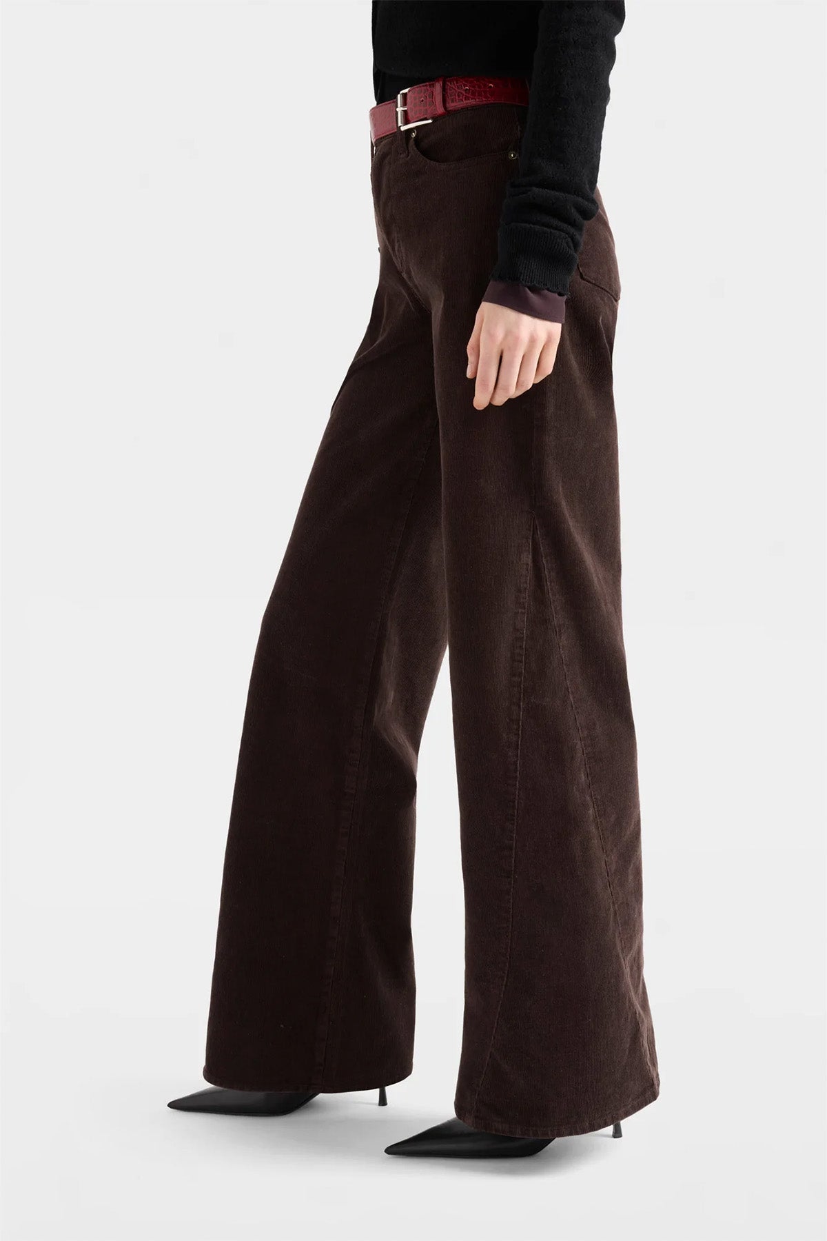 7 For All Mankind Lotta Wide Leg Fitilli Kadife Pantolon