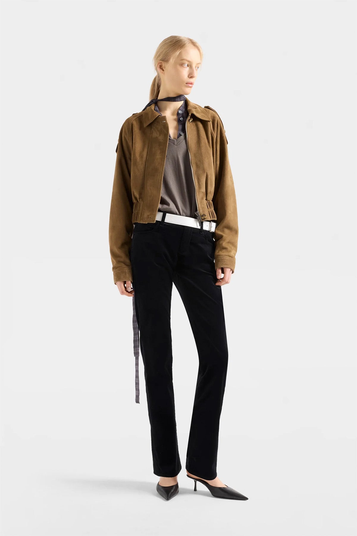 7 For All Mankind Regular Fit Süer Deri Bomber Ceket