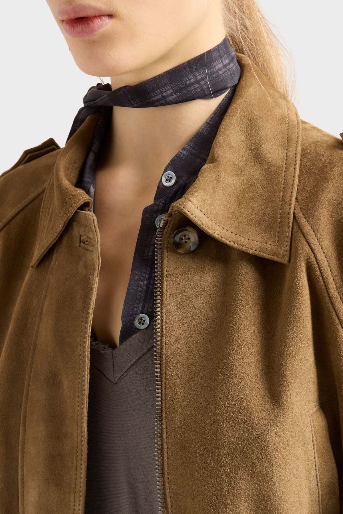 7 For All Mankind Regular Fit Süer Deri Bomber Ceket