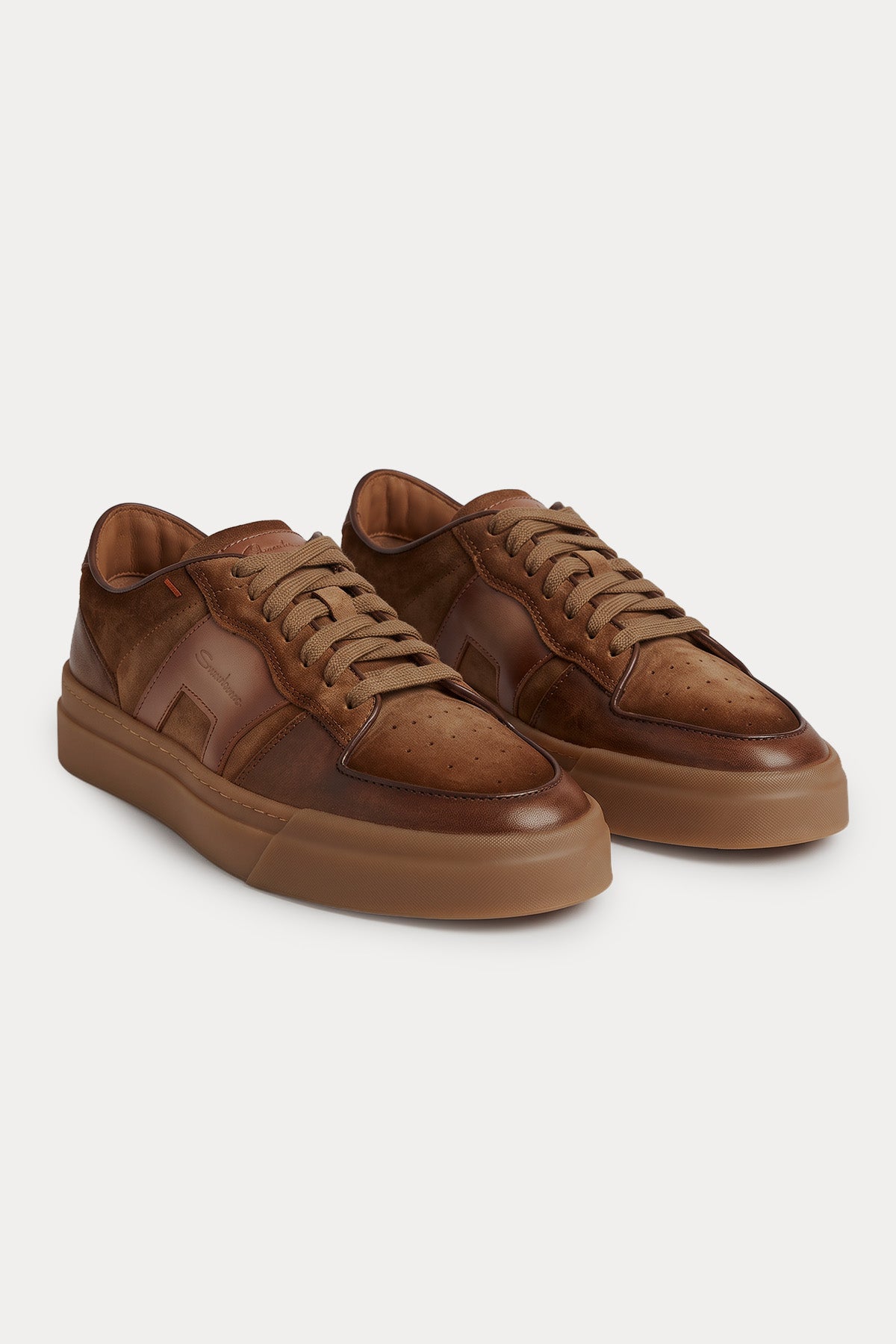 Santoni Double Buckle Süet Deri Sneaker Ayakkabı