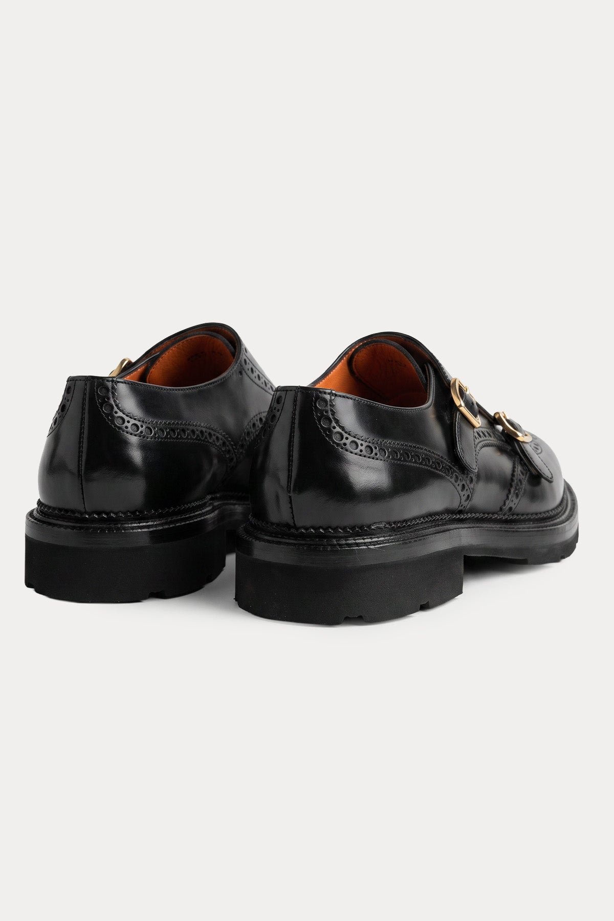 Santoni Çift Tokalı Deri Loafer Ayakkabı