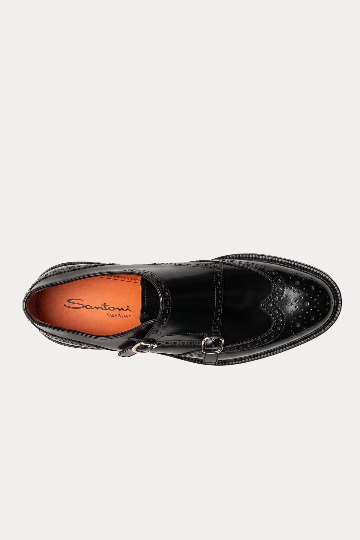 Santoni Çift Tokalı Deri Loafer Ayakkabı