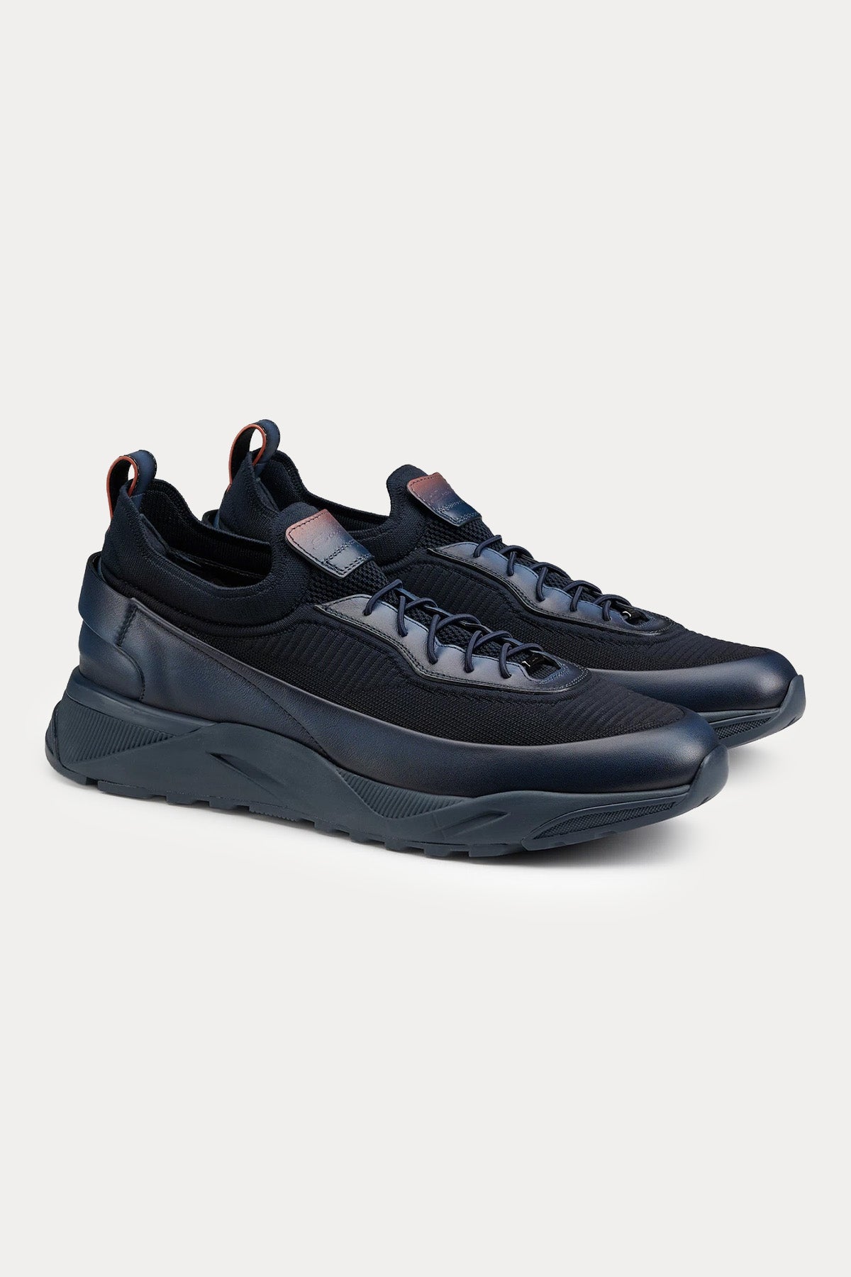 Santoni Teknik Fileli Deri Sneaker Ayakkabı