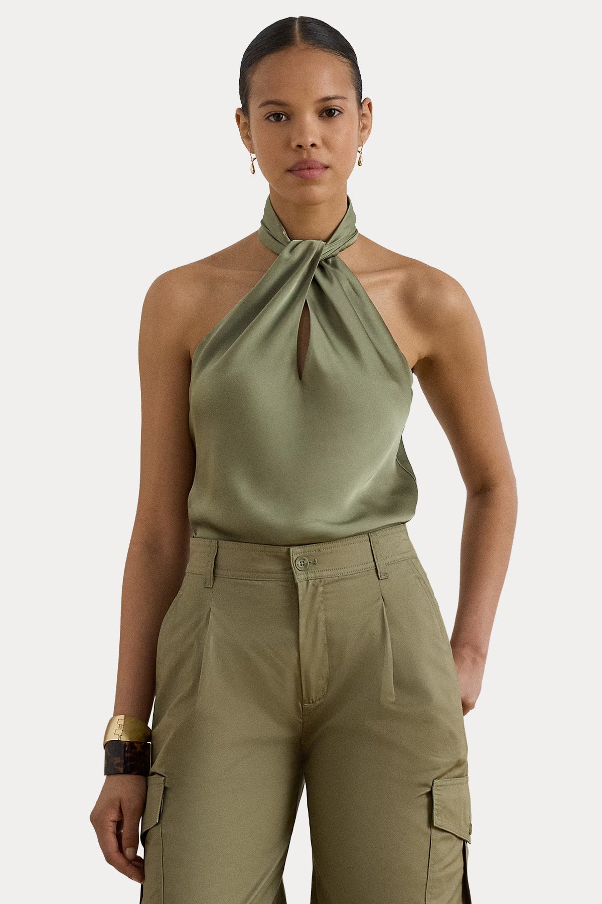Polo Ralph Lauren Regular Fit Halter Yaka Saten Bluz