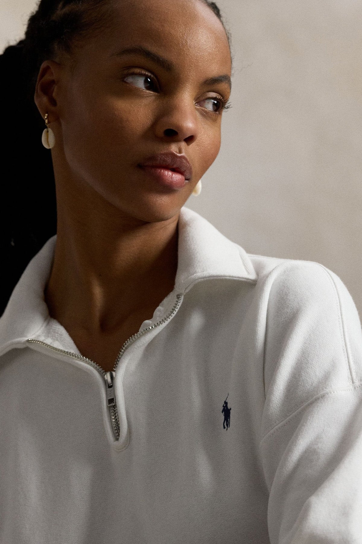 Polo Ralph Lauren Relaxed Fit Yarım Fermuarlı Şardonlu Sweatshirt