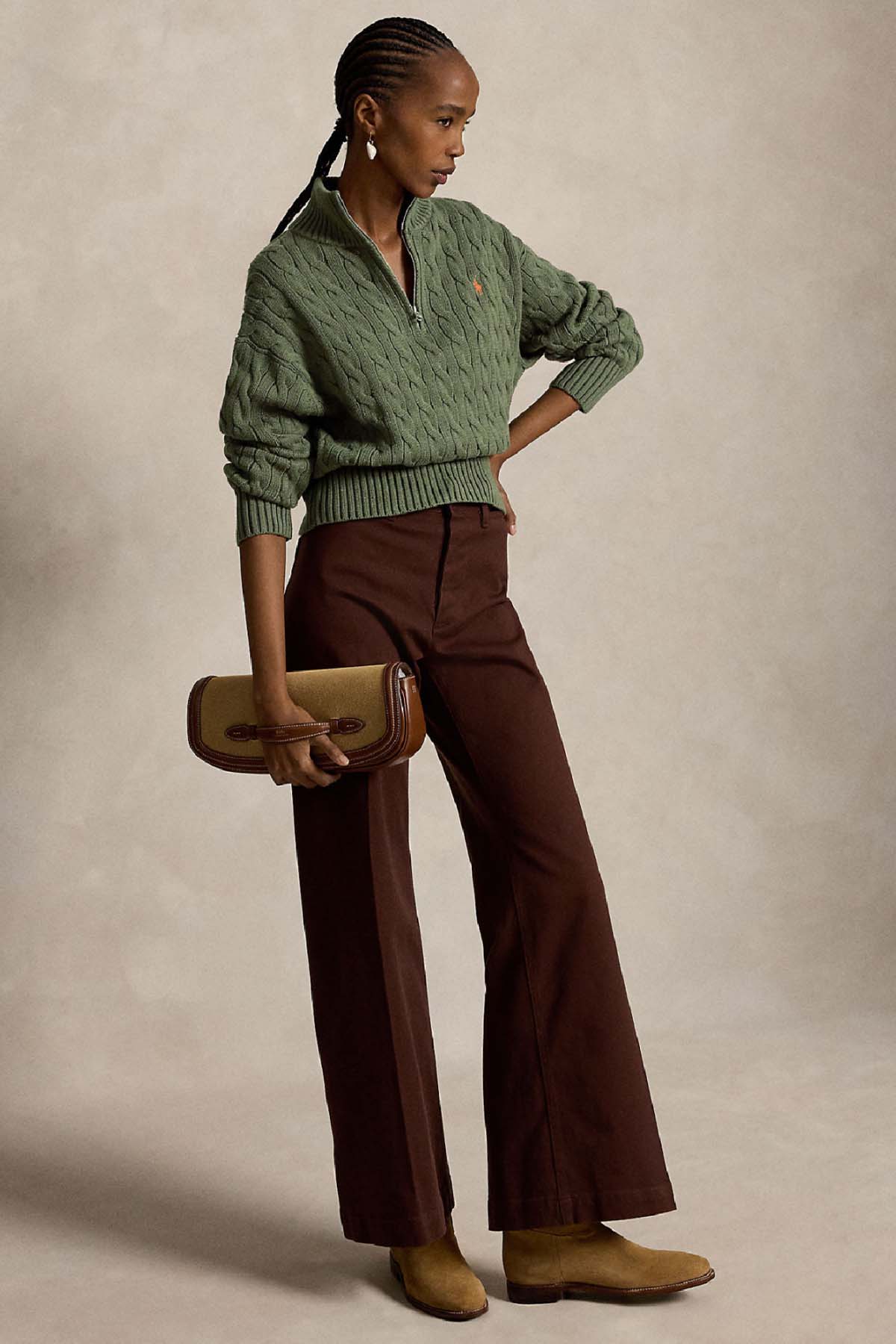 Polo Ralph Lauren Relaxed Fit Perkins Yaka Saç Örgü Triko
