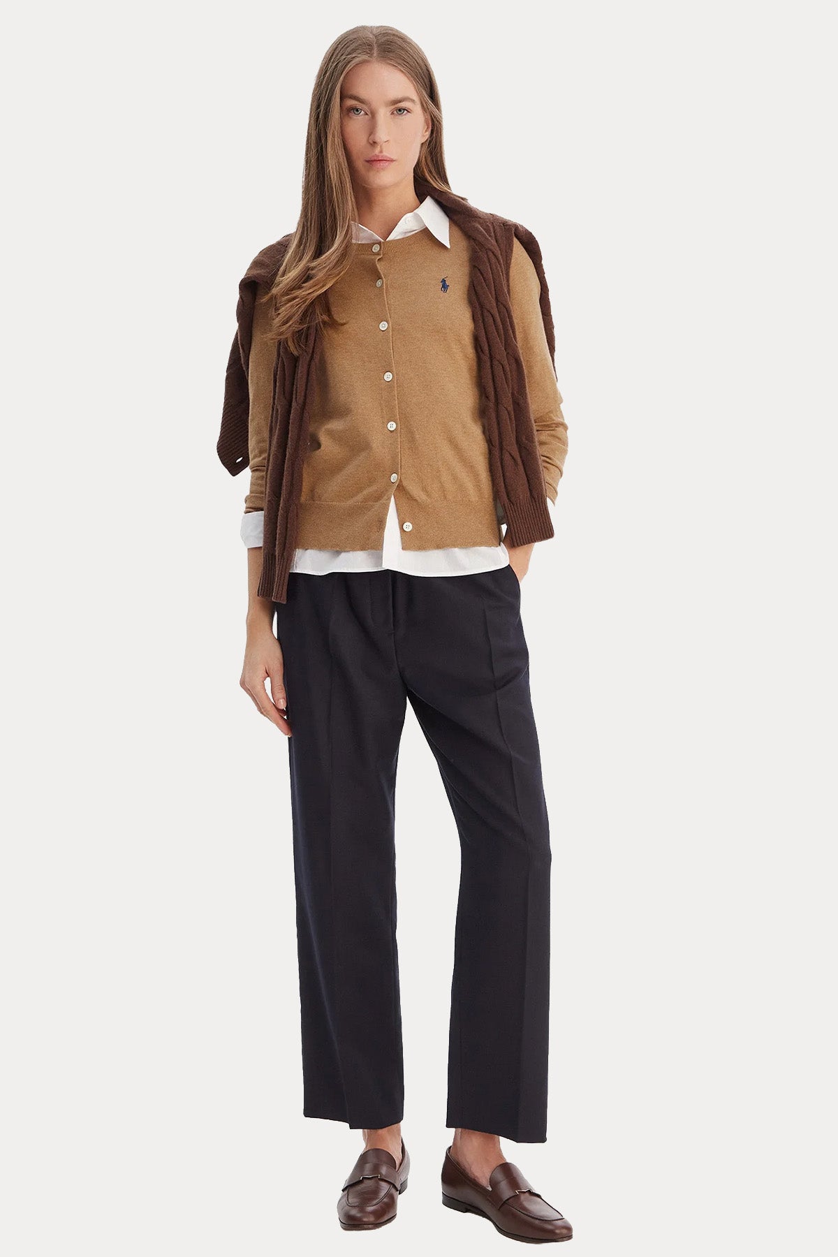 Polo Ralph Lauren Slim Fit Yuvarlak Yaka İnce Örgü Triko Ceket