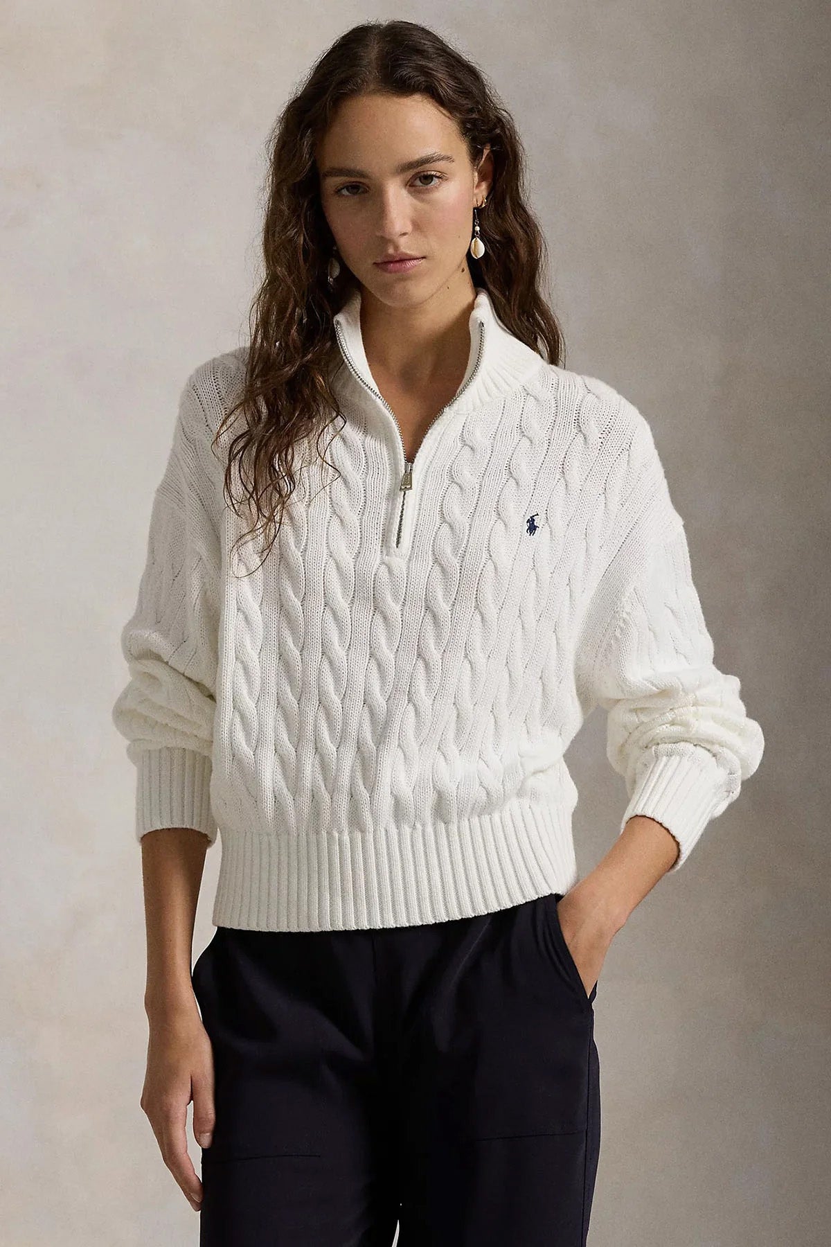 Polo Ralph Lauren Relaxed Fit Perkins Yaka Saç Örgü Triko