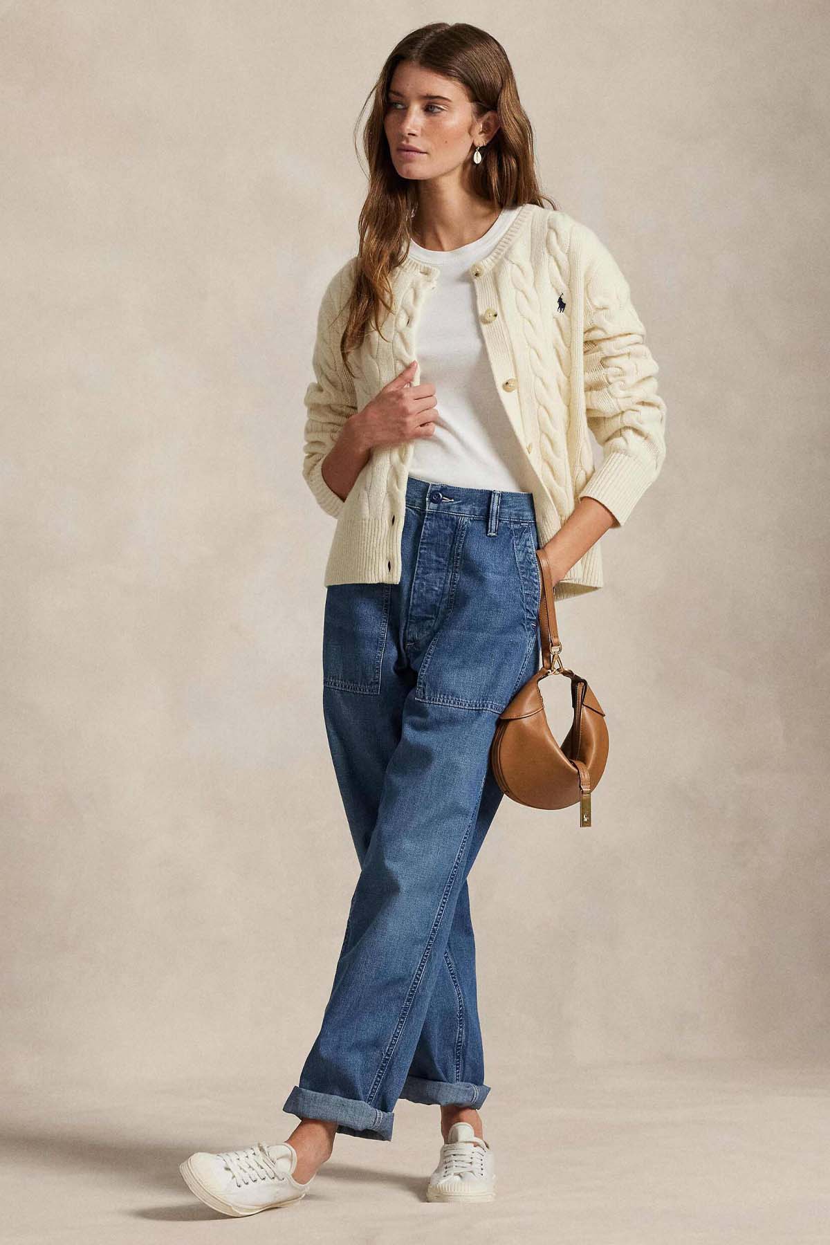 Polo Ralph Lauren Slim Fit Saç Örgü Kaşmir Yün Triko Ceket