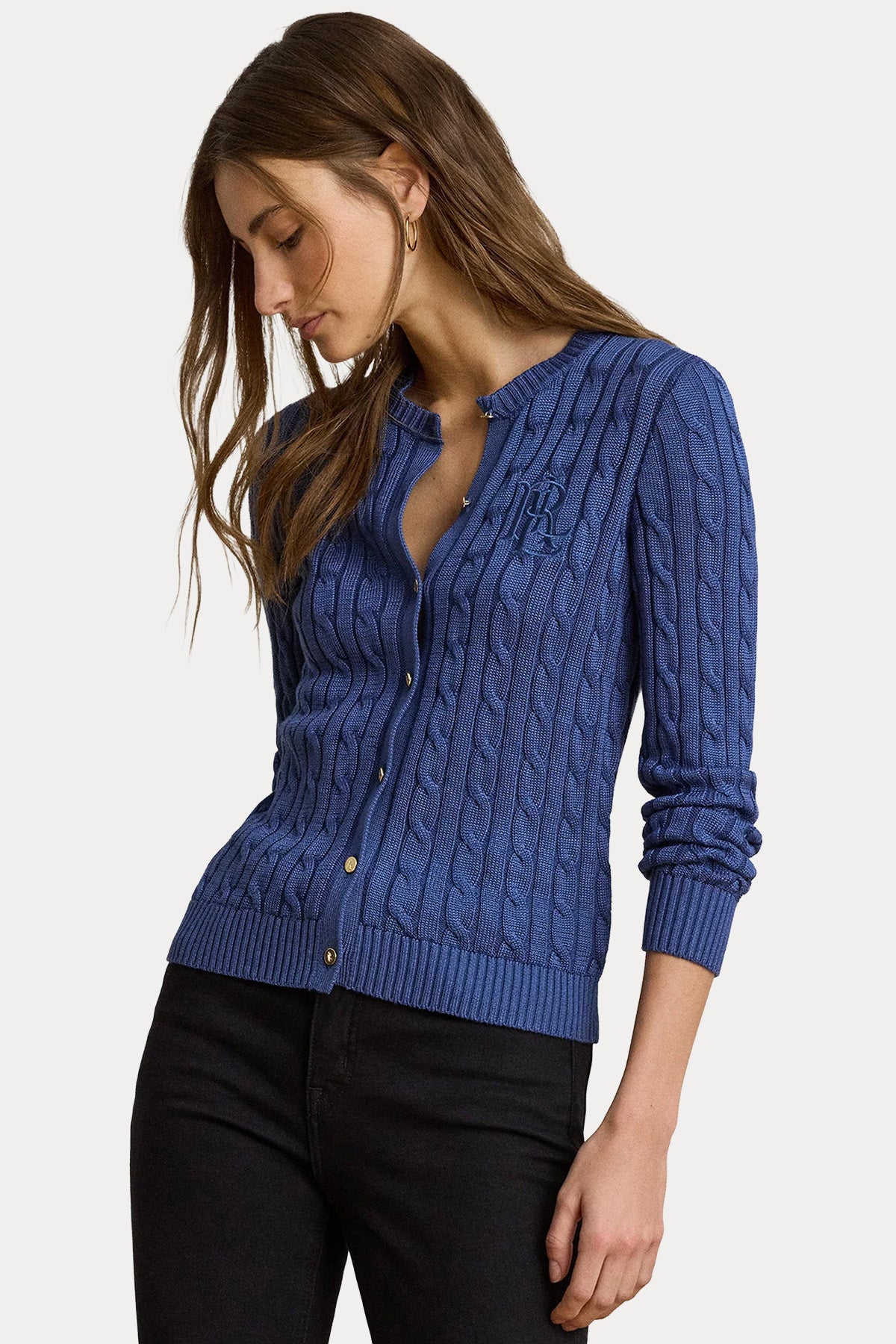 Polo Ralph Lauren Slim Fit Logolu Saç Örgü Triko Ceket