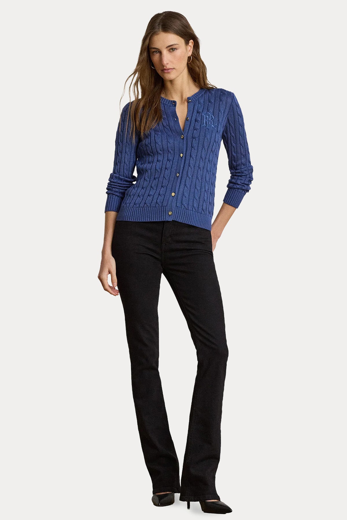 Polo Ralph Lauren Slim Fit Logolu Saç Örgü Triko Ceket