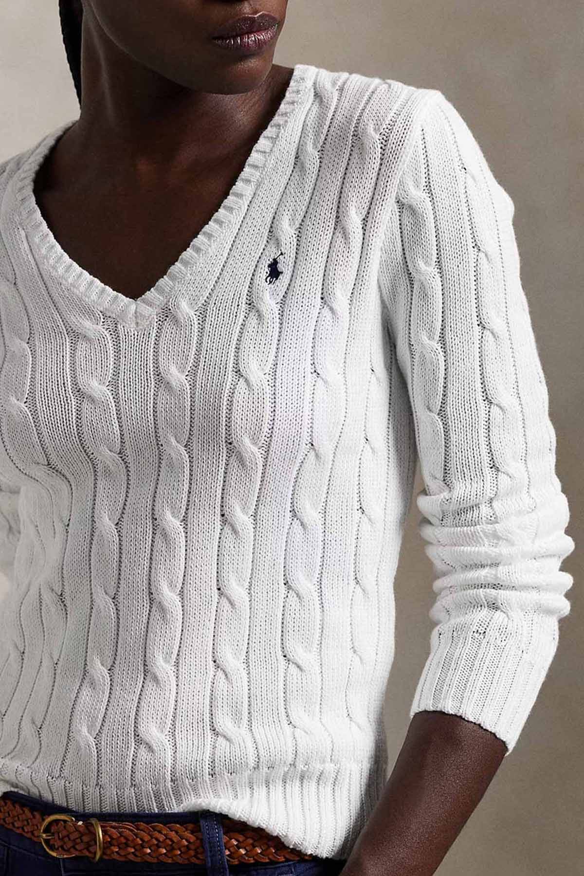 Polo Ralph Lauren Pima Cotton Slim Fit V Yaka Saç Örgü Triko