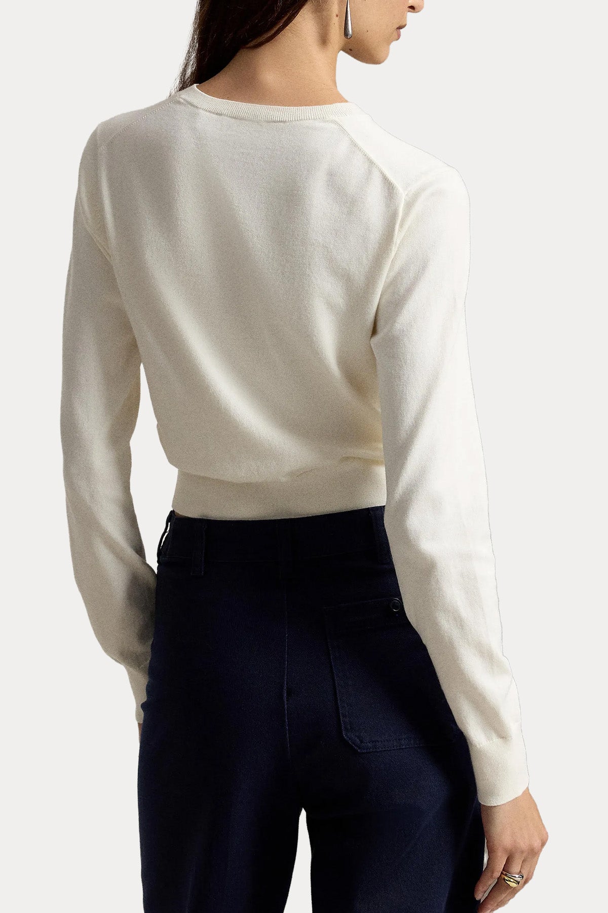 Polo Ralph Lauren Cropped Slim Fit V Yaka İnce Örgü Triko