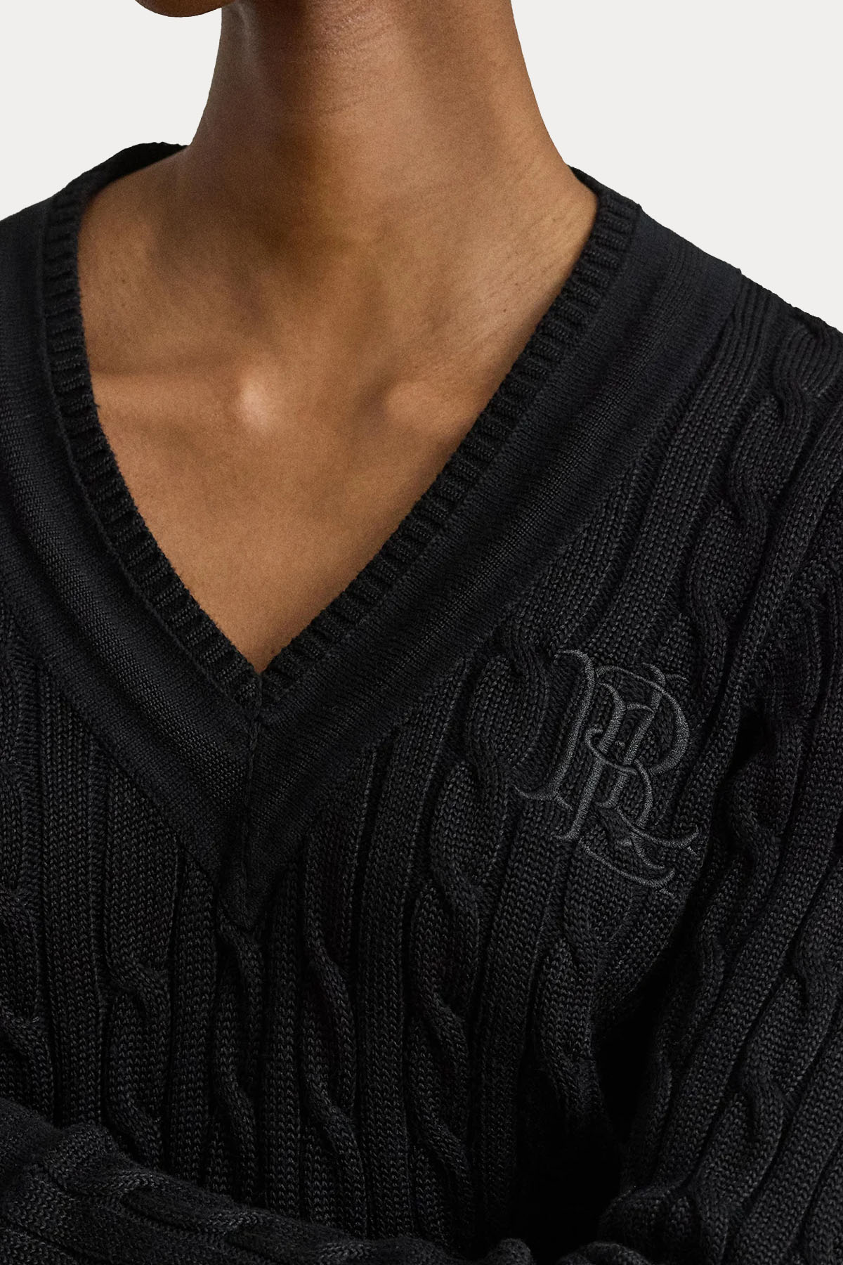 Polo Ralph Lauren Slim Fit V Yaka Logolu Saç Örgü Triko