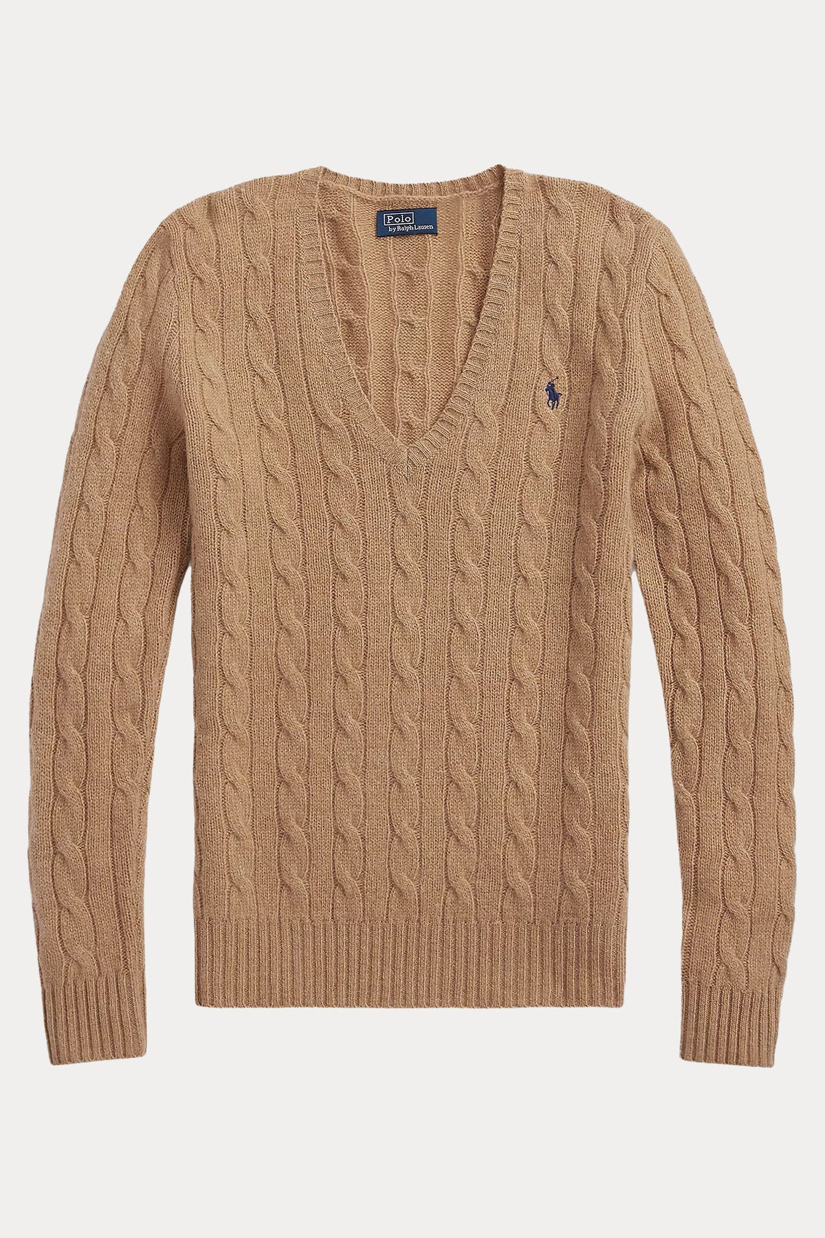 Polo Ralph Lauren Slim Fit V Yaka Saç Örgü Kaşmir Yün Triko