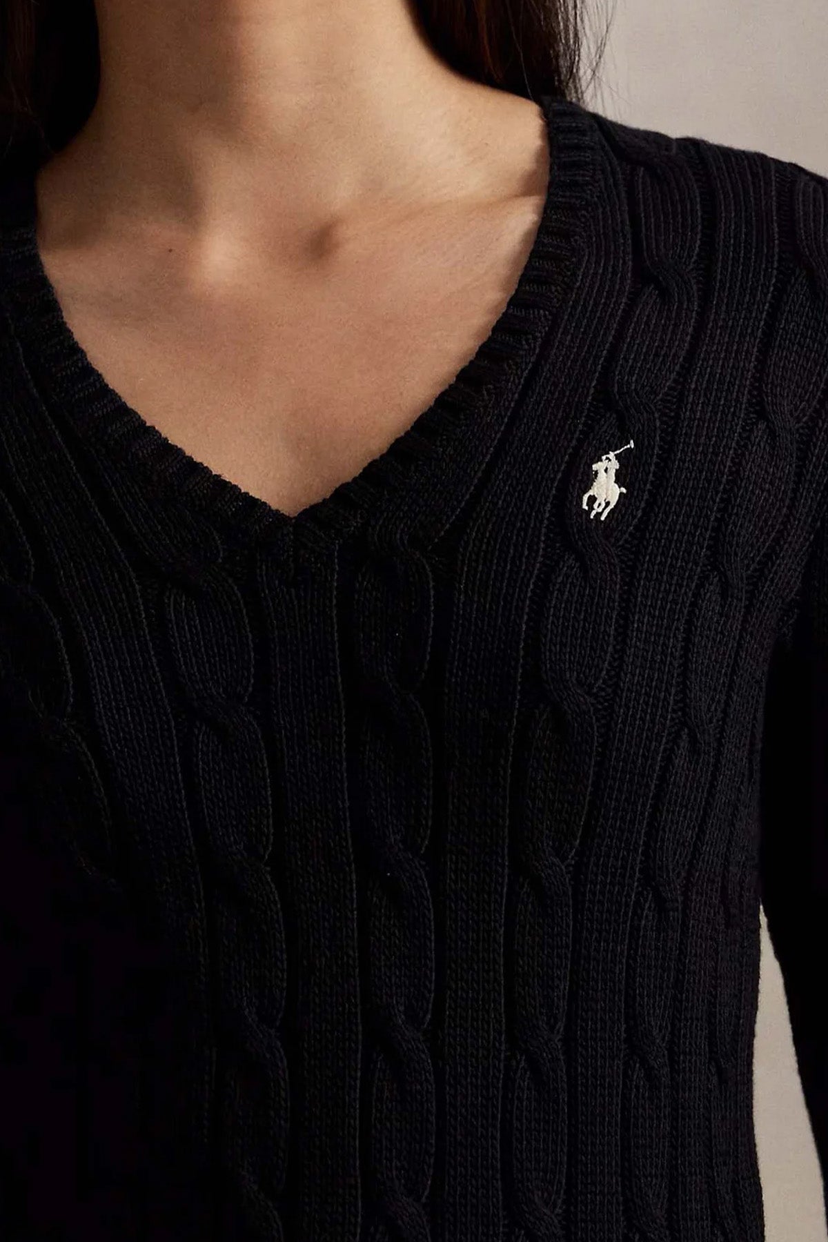 Polo Ralph Lauren Pima Cotton Slim Fit V Yaka Saç Örgü Triko