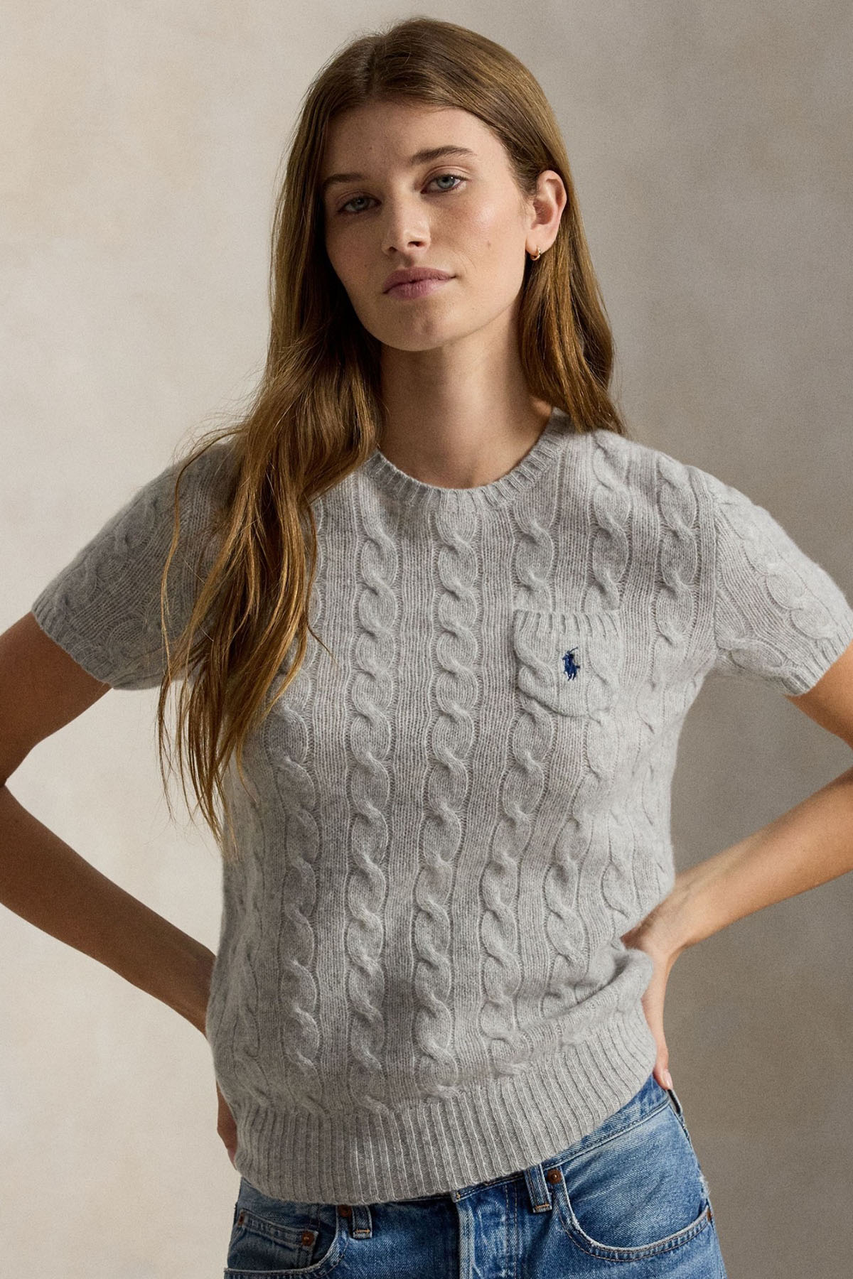Polo Ralph Lauren Slim Fit Yuvarlak Yaka Saç Örgü Triko