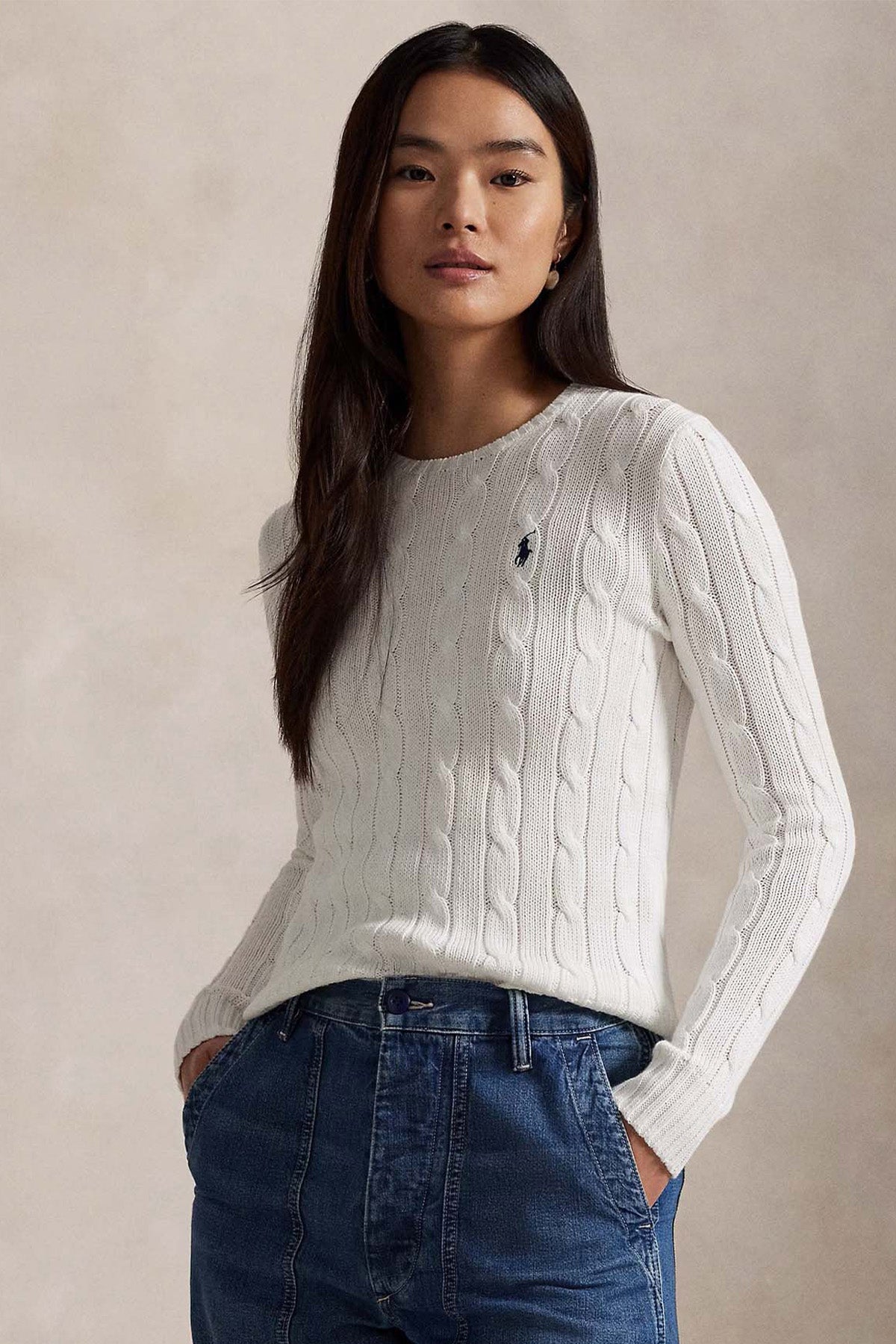 Polo Ralph Lauren Slim Fit Yuvarlak Yaka Saç Örgü Triko