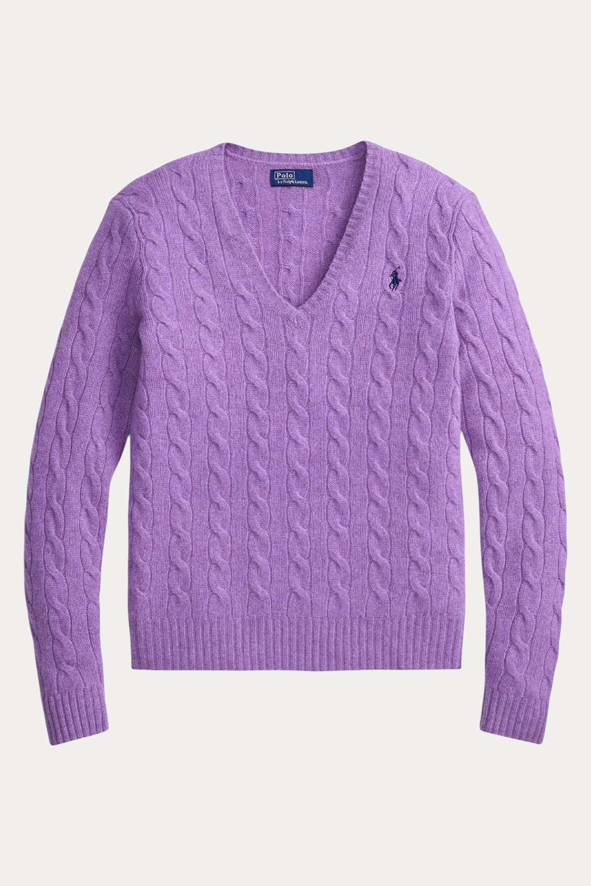 Polo Ralph Lauren Slim Fit V Yaka Saç Örgü Kaşmir Yün Triko