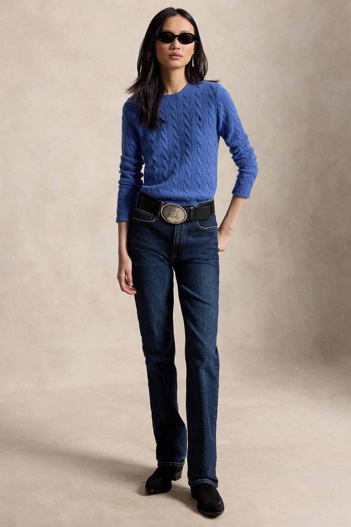 Polo Ralph Lauren Kaşmir Slim Fit Yuvarlak Yaka Saç Örgü Yün Triko