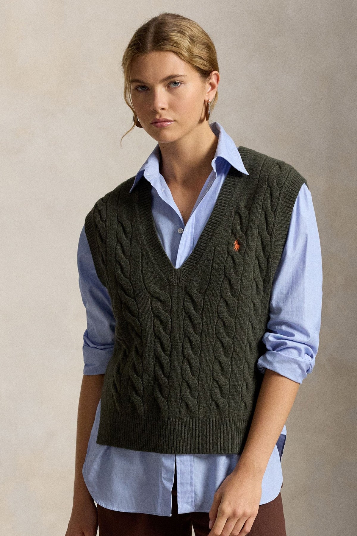 Polo Ralph Lauren Relaxed Fit Saç Örgü Kaşmir Yün Triko