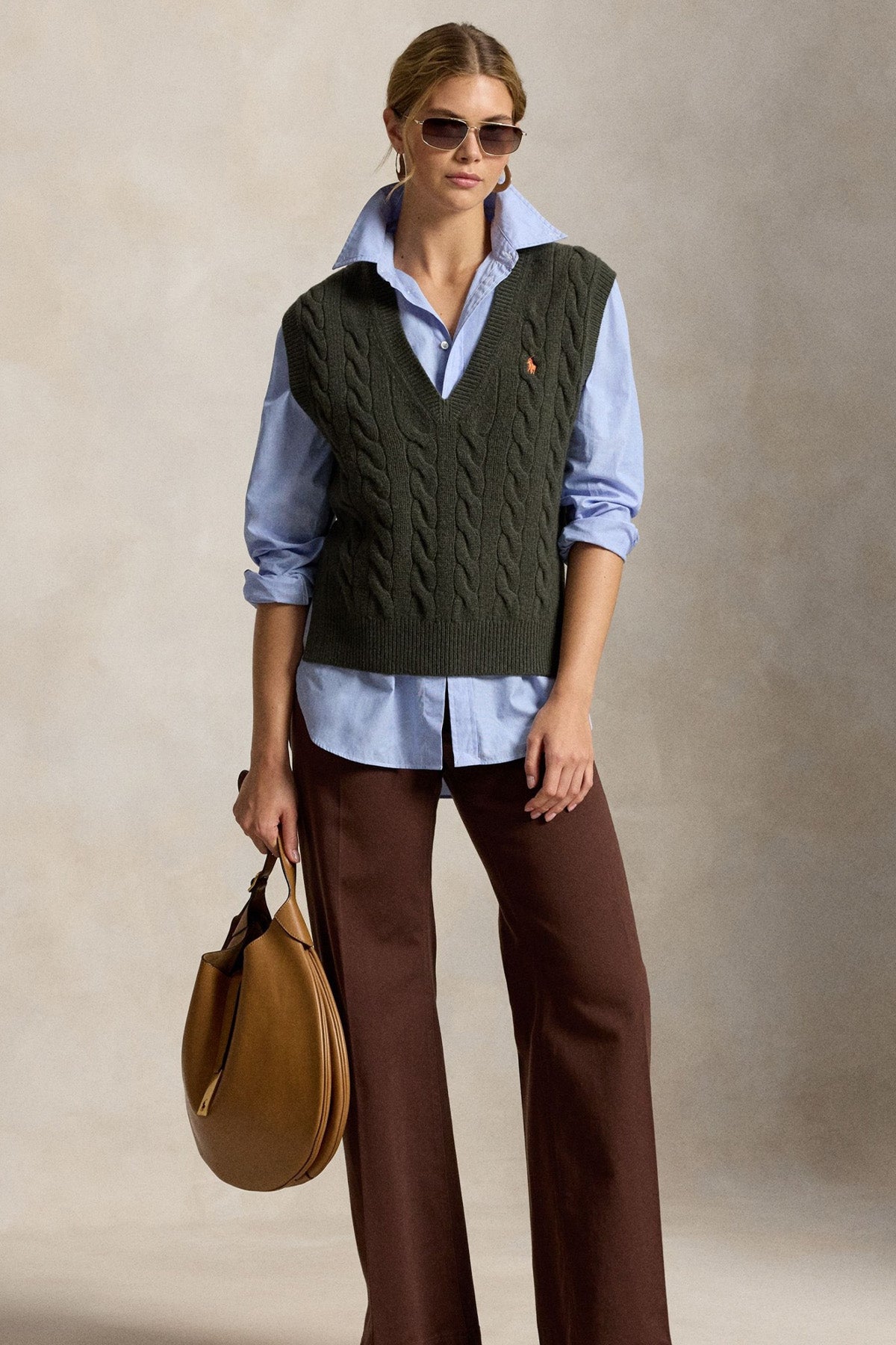 Polo Ralph Lauren Relaxed Fit Saç Örgü Kaşmir Yün Triko