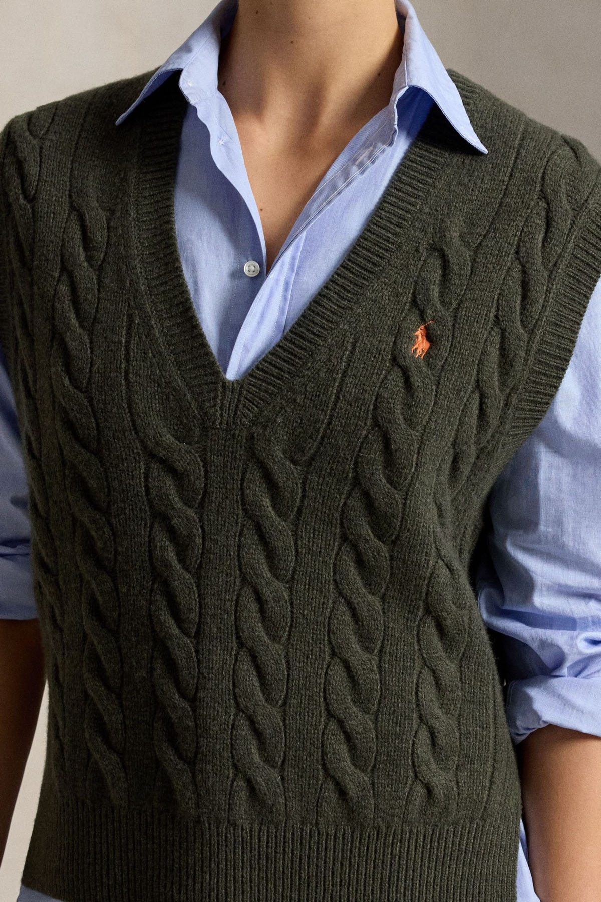 Polo Ralph Lauren Relaxed Fit Saç Örgü Kaşmir Yün Triko