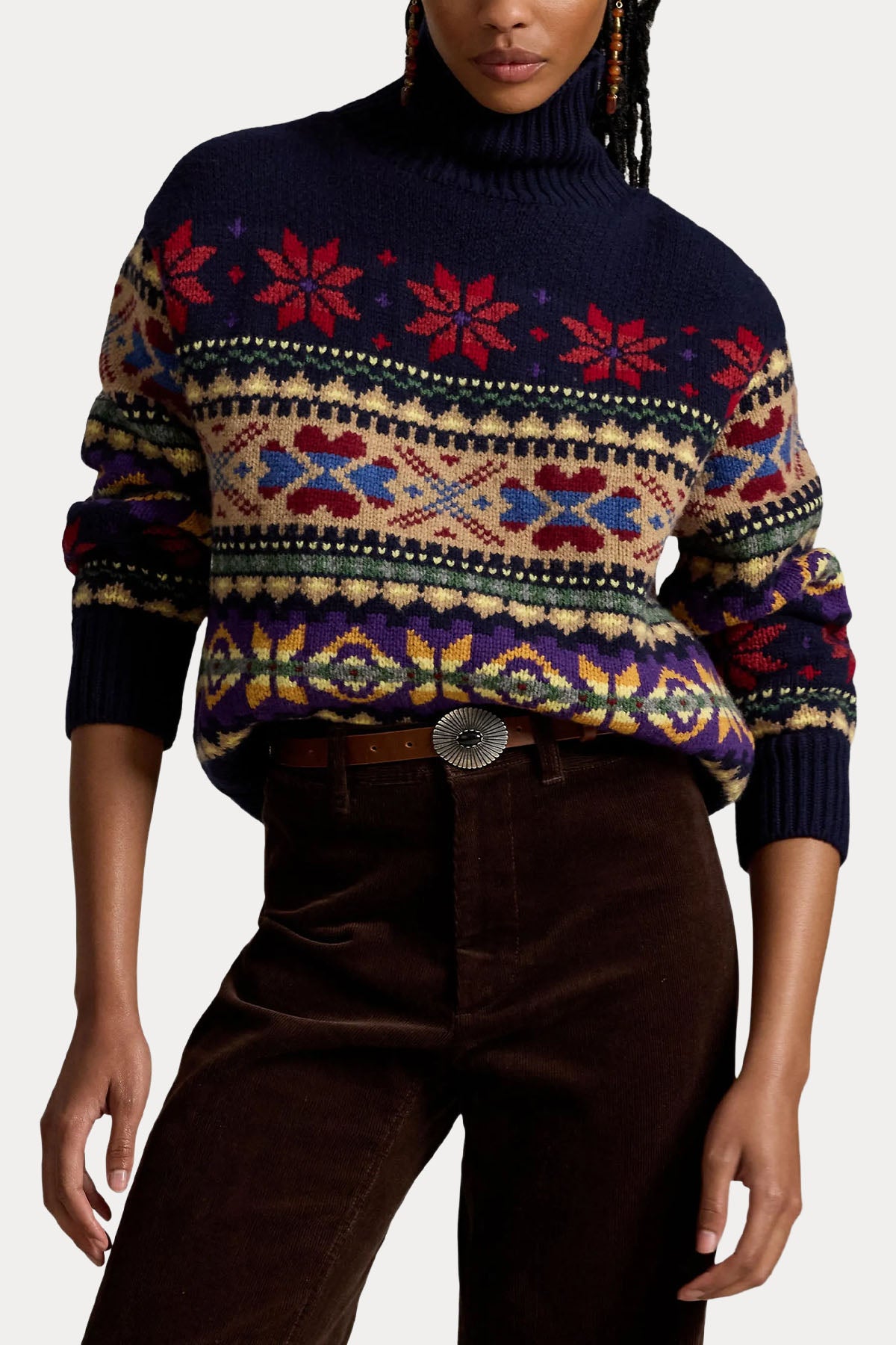 Polo Ralph Lauren Comfort Fit Fair Isle Desen Kaşmir Yün Balıkçı Yaka Triko