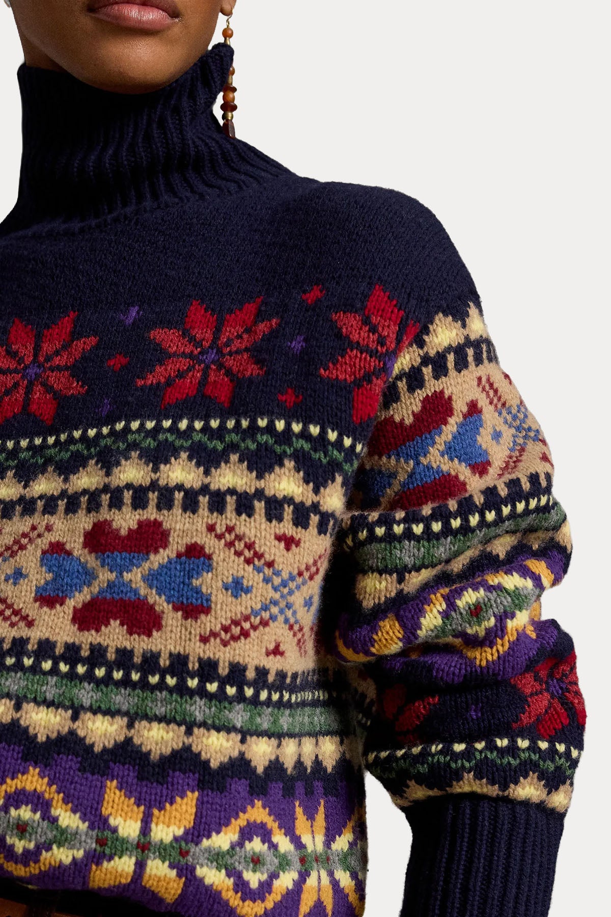 Polo Ralph Lauren Comfort Fit Fair Isle Desen Kaşmir Yün Balıkçı Yaka Triko