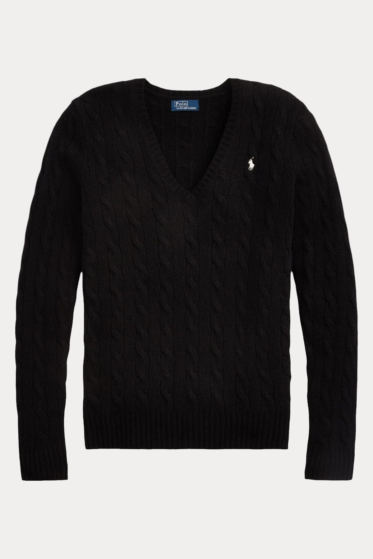 Polo Ralph Lauren Slim Fit V Yaka Saç Örgü Kaşmir Yün Triko