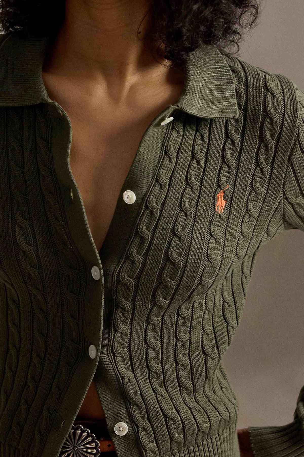 Polo Ralph Lauren Slim Fit Saç Örgü Triko Ceket