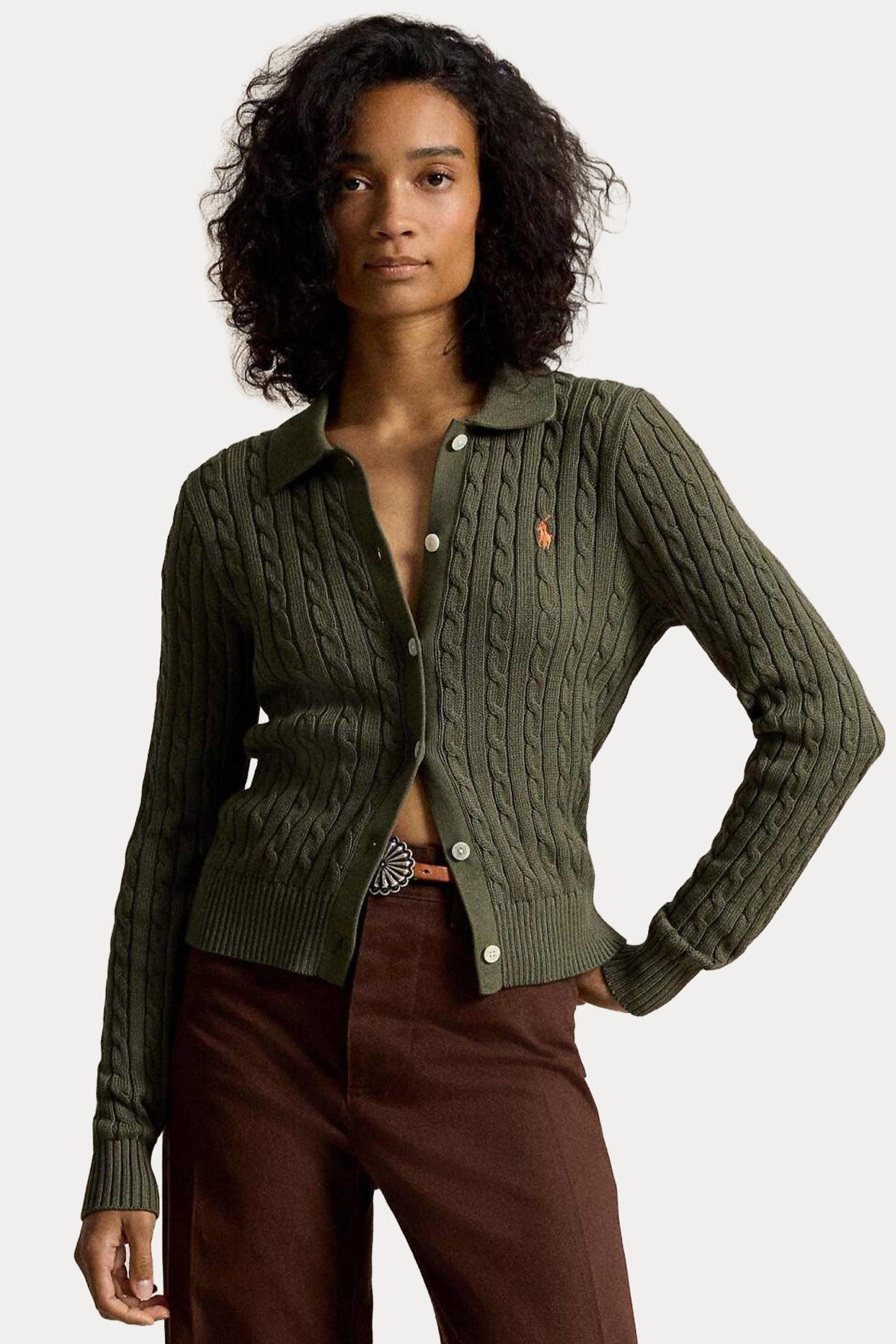 Polo Ralph Lauren Slim Fit Saç Örgü Triko Ceket