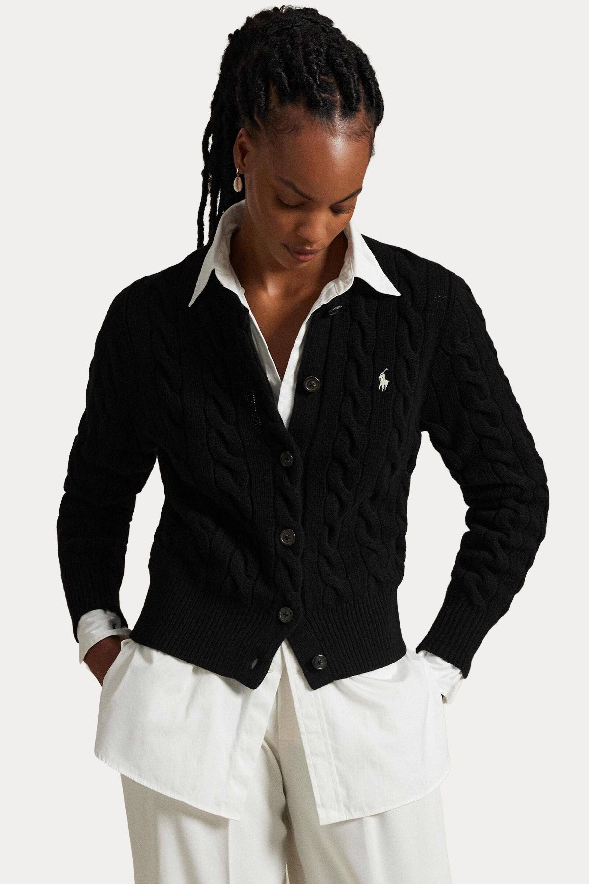 Polo Ralph Lauren Slim Fit Saç Örgü Kaşmir Yün Triko Ceket