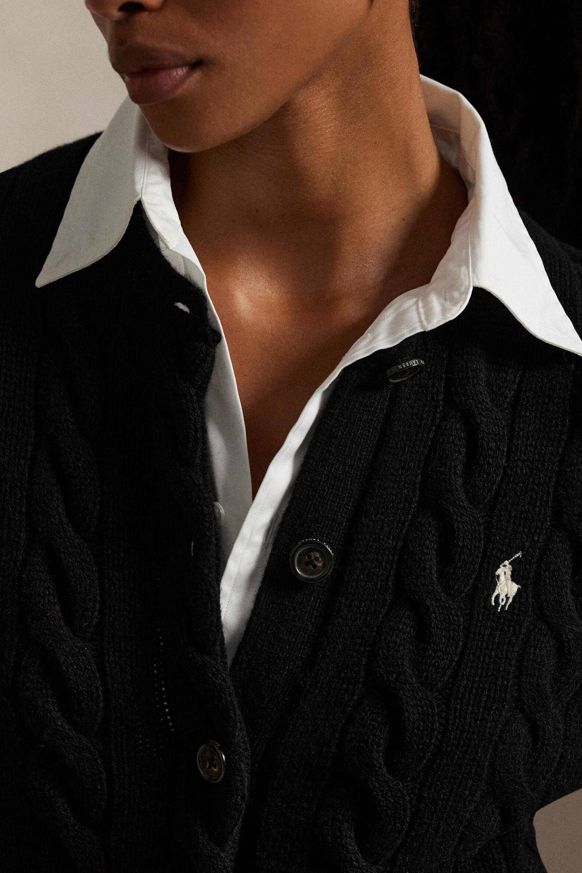 Polo Ralph Lauren Slim Fit Saç Örgü Kaşmir Yün Triko Ceket