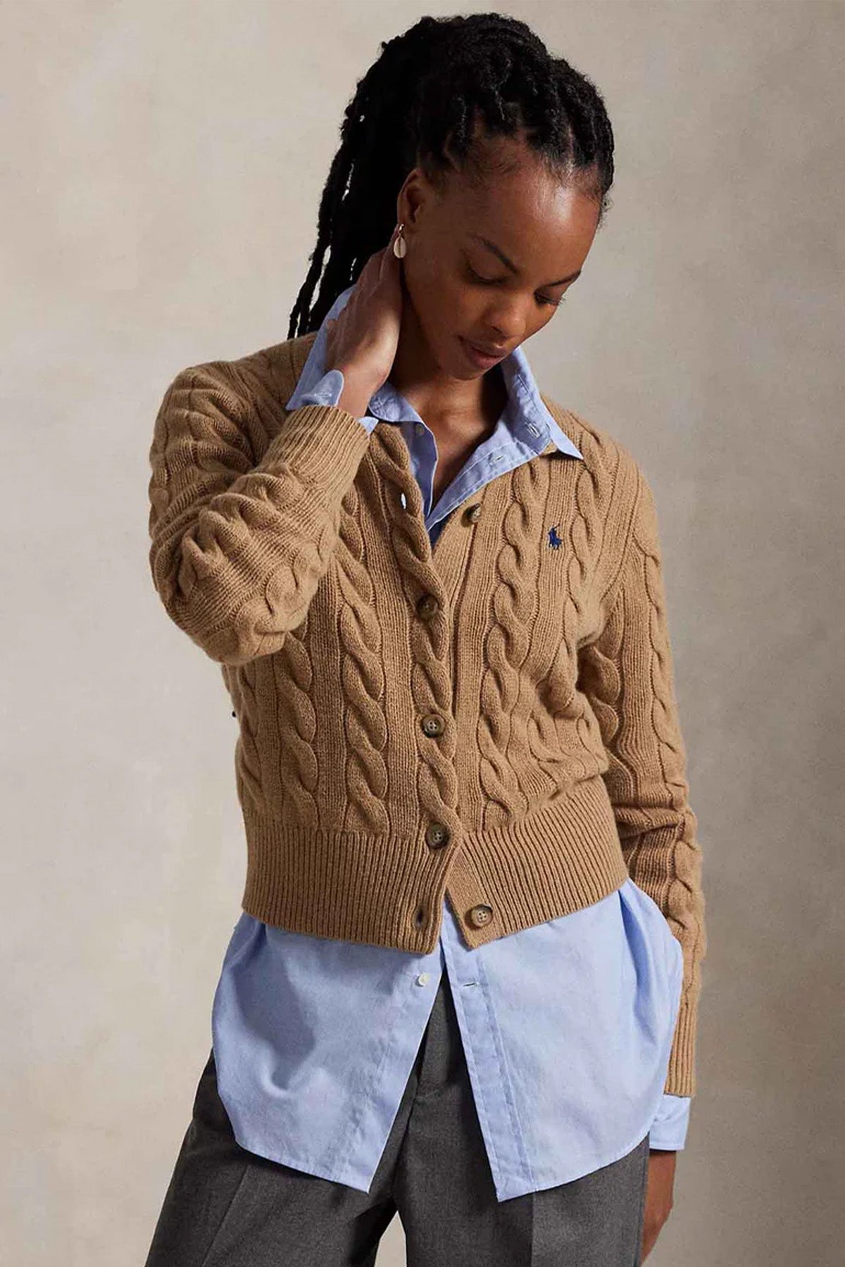 Polo Ralph Lauren Slim Fit Saç Örgü Kaşmir Yün Triko Ceket