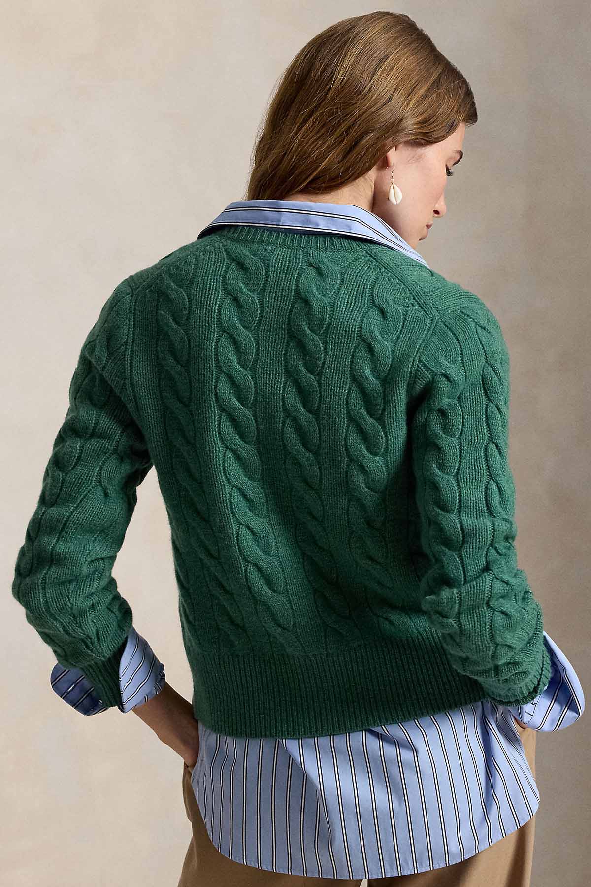 Polo Ralph Lauren Slim Fit Saç Örgü Kaşmir Yün Triko Ceket