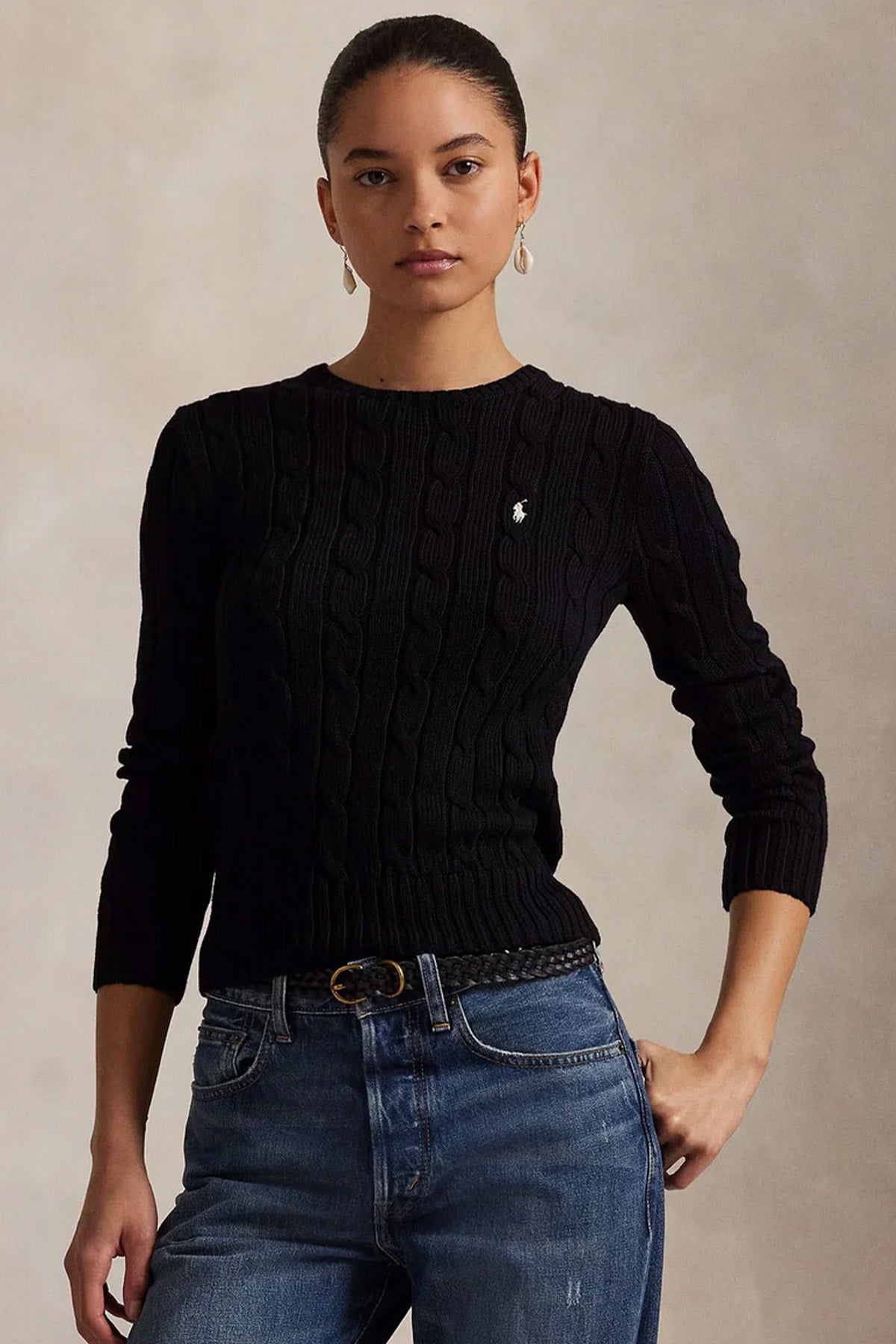 Polo Ralph Lauren Slim Fit Yuvarlak Yaka Saç Örgü Triko