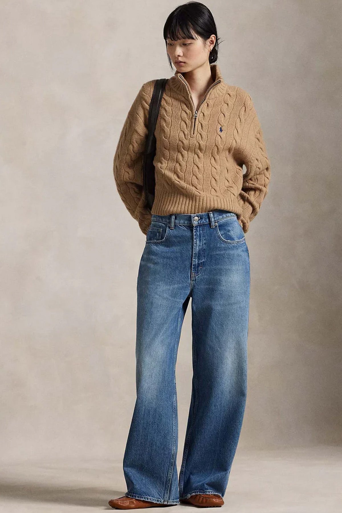 Polo Ralph Lauren Relaxed Fit Perkins Yaka Saç Örgü Kaşmir Yün Triko