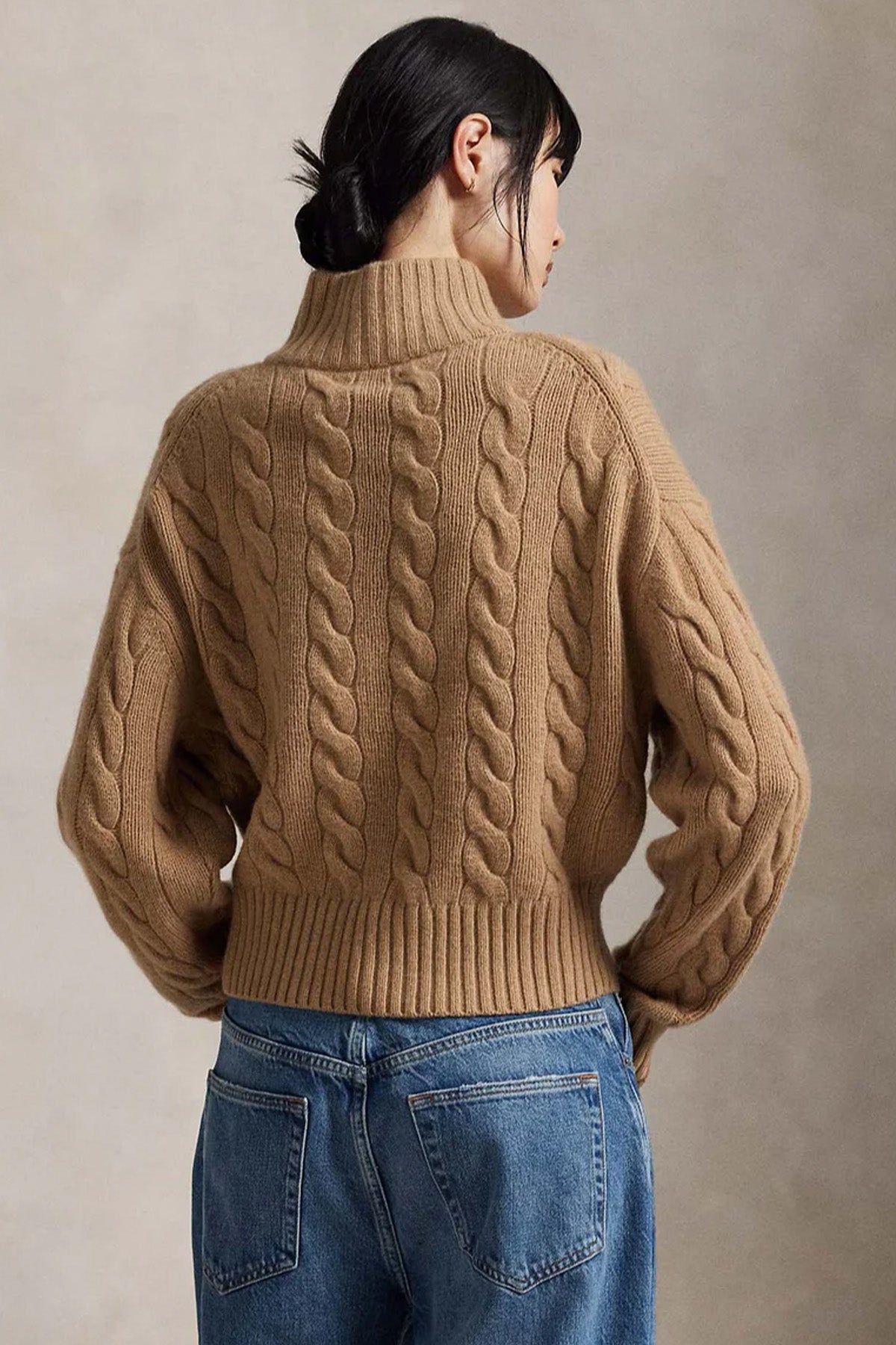 Polo Ralph Lauren Relaxed Fit Perkins Yaka Saç Örgü Kaşmir Yün Triko