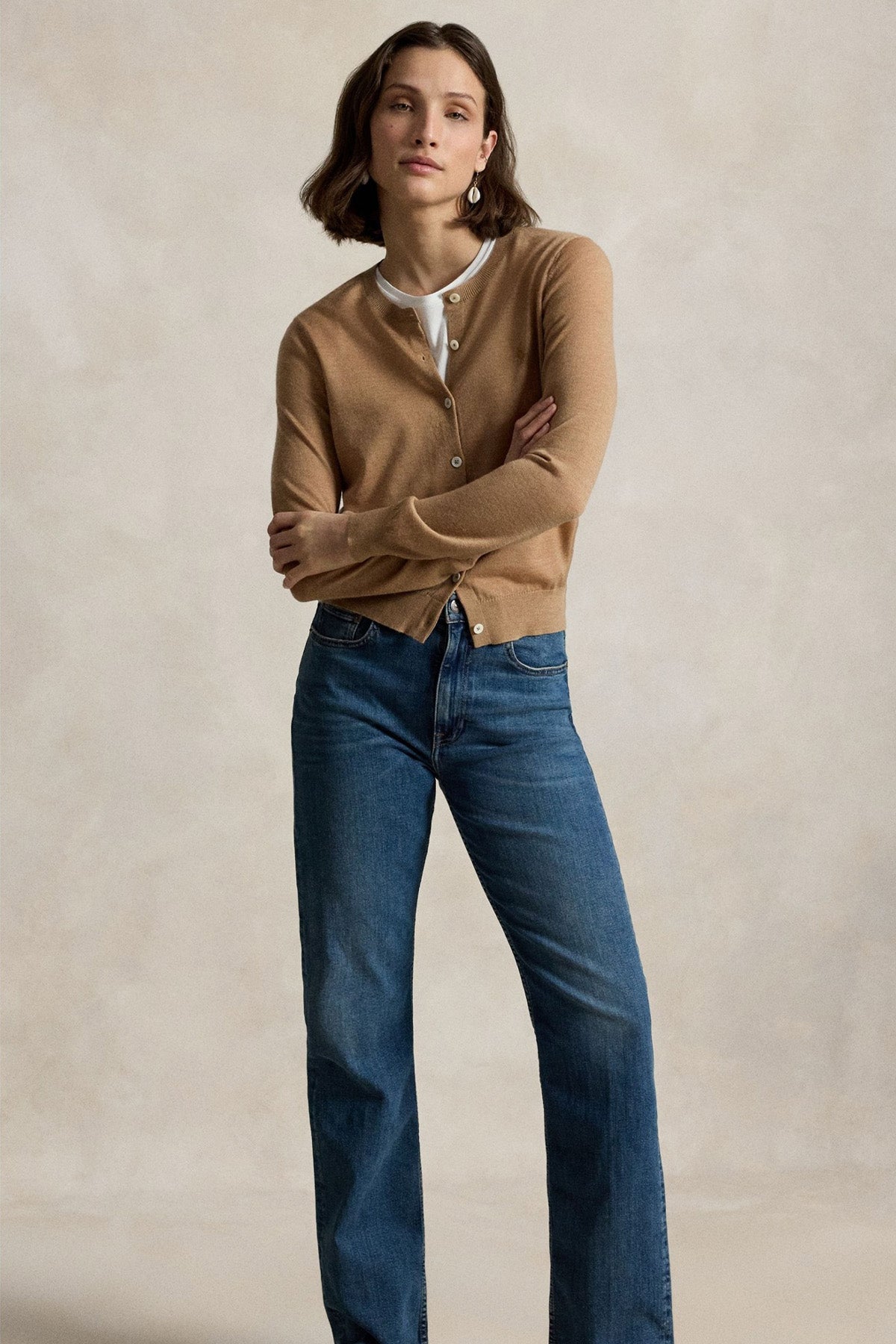 Polo Ralph Lauren Slim Fit Yuvarlak Yaka İnce Örgü Yün Triko Ceket
