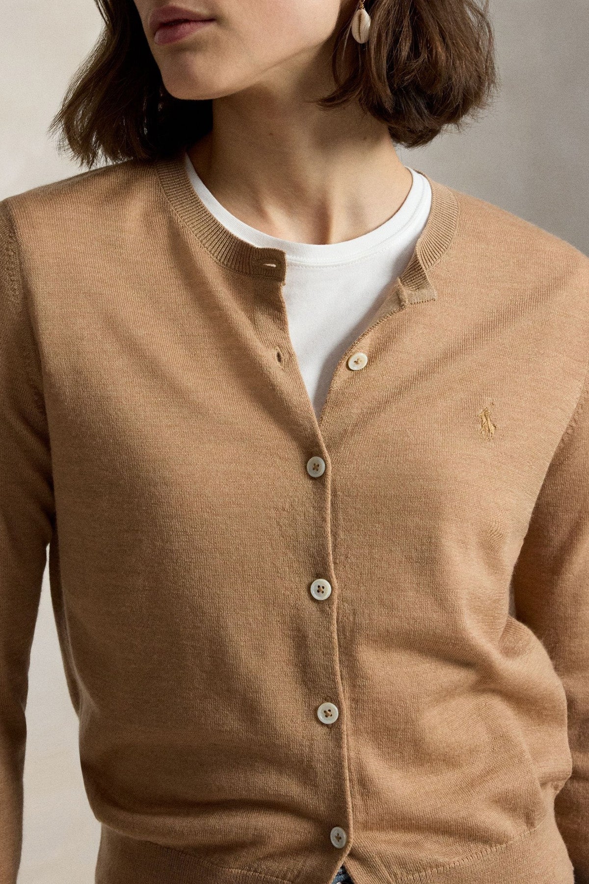 Polo Ralph Lauren Slim Fit Yuvarlak Yaka İnce Örgü Yün Triko Ceket